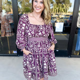 The Wrenlee Mini Dress - Wine-510 Mini-POLOGRAM-July & June Women's Fashion Boutique Located in San Antonio, Texas