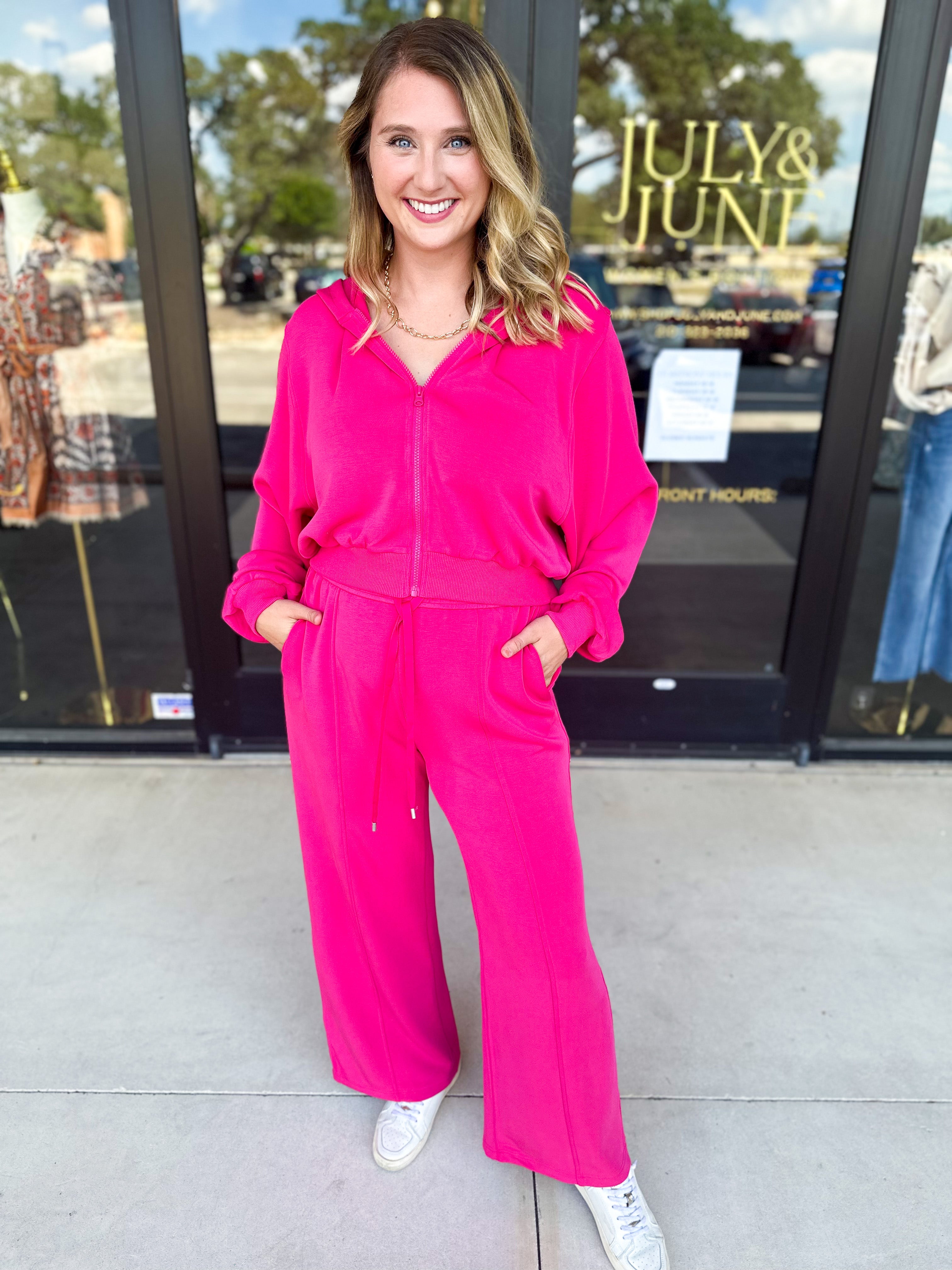 Soft Modal Lounge Pants - Fuchsia Pink-300 Athleisure/Lounge-SKIES ARE BLUE-July & June Women's Fashion Boutique Located in San Antonio, Texas