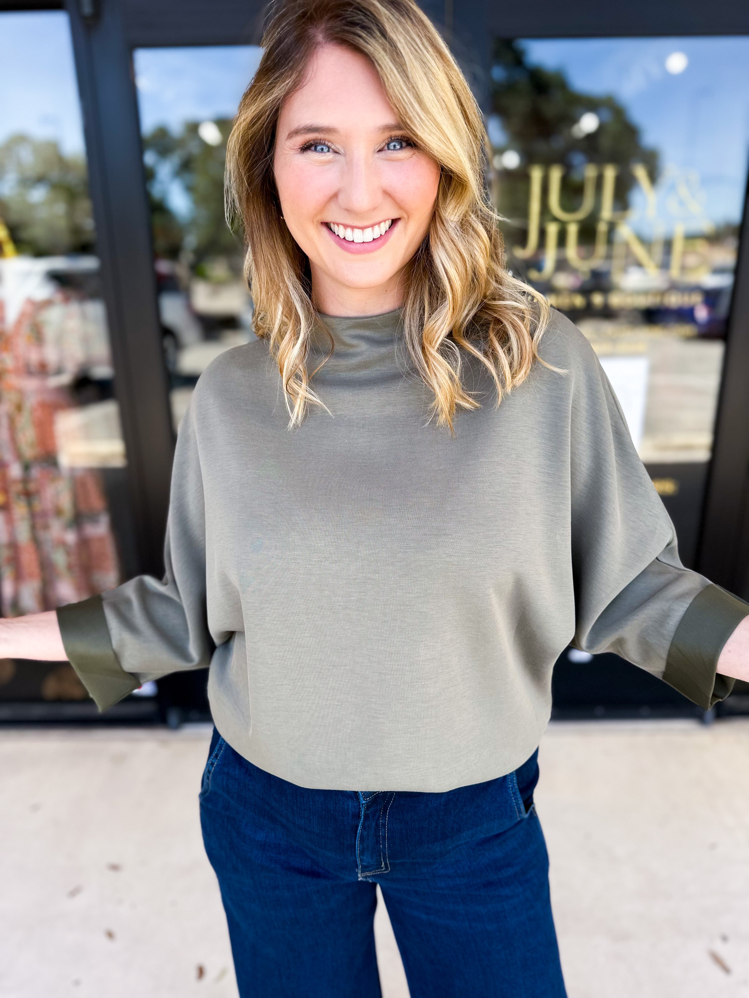 Softest Washed Olive Tee-210 Casual Blouses-FATE-July & June Women's Fashion Boutique Located in San Antonio, Texas