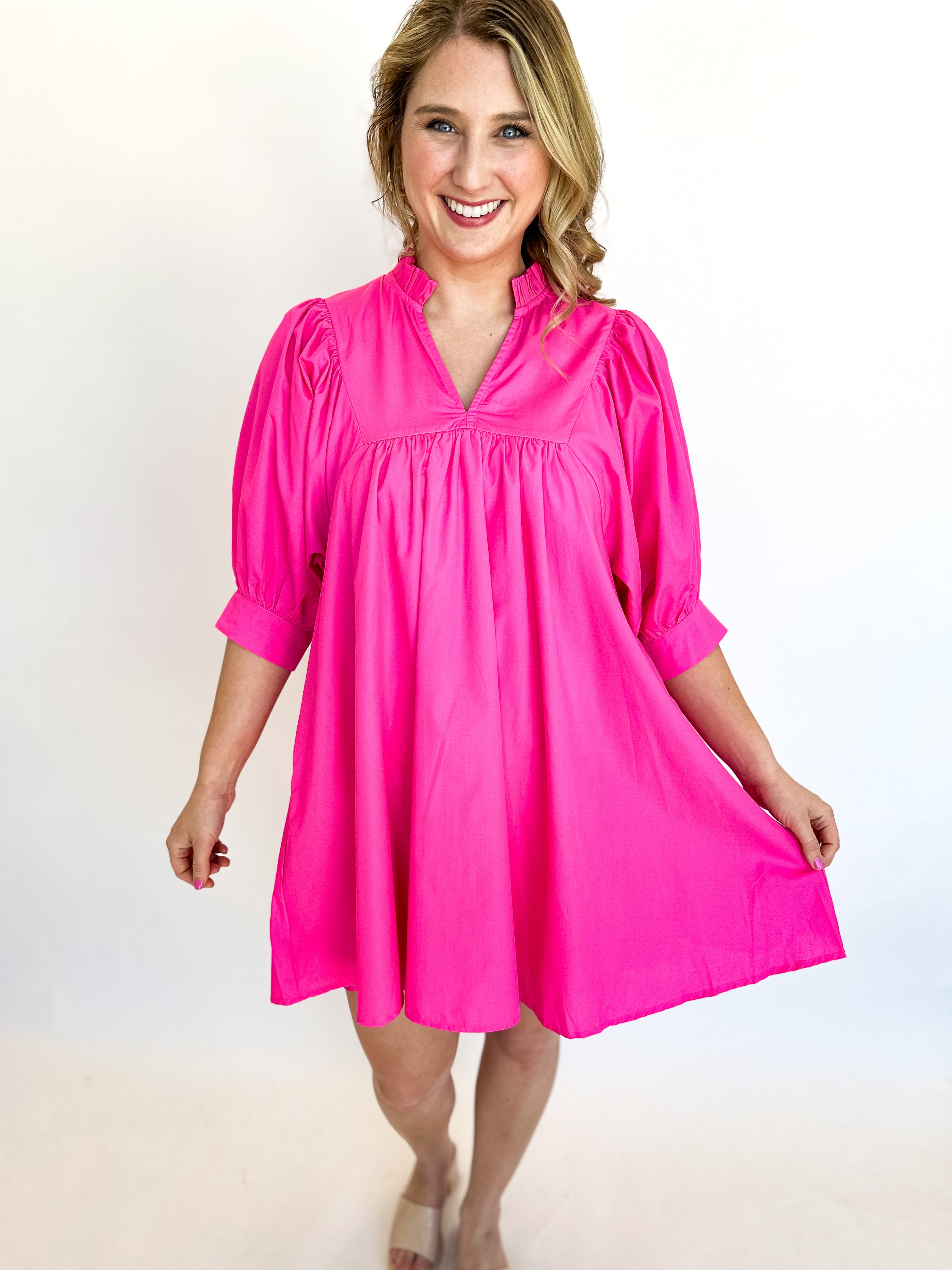 Hot Pink Prep Mini Dress-510 Mini-ENTRO-July & June Women's Fashion Boutique Located in San Antonio, Texas