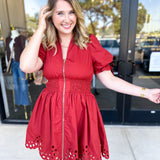The Adeline Mini Dress - Brick-510 Mini-ENTRO-July & June Women's Fashion Boutique Located in San Antonio, Texas