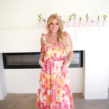 Peach Poppy Midi Dress-500 Midi-&MERCI-July & June Women's Fashion Boutique Located in San Antonio, Texas