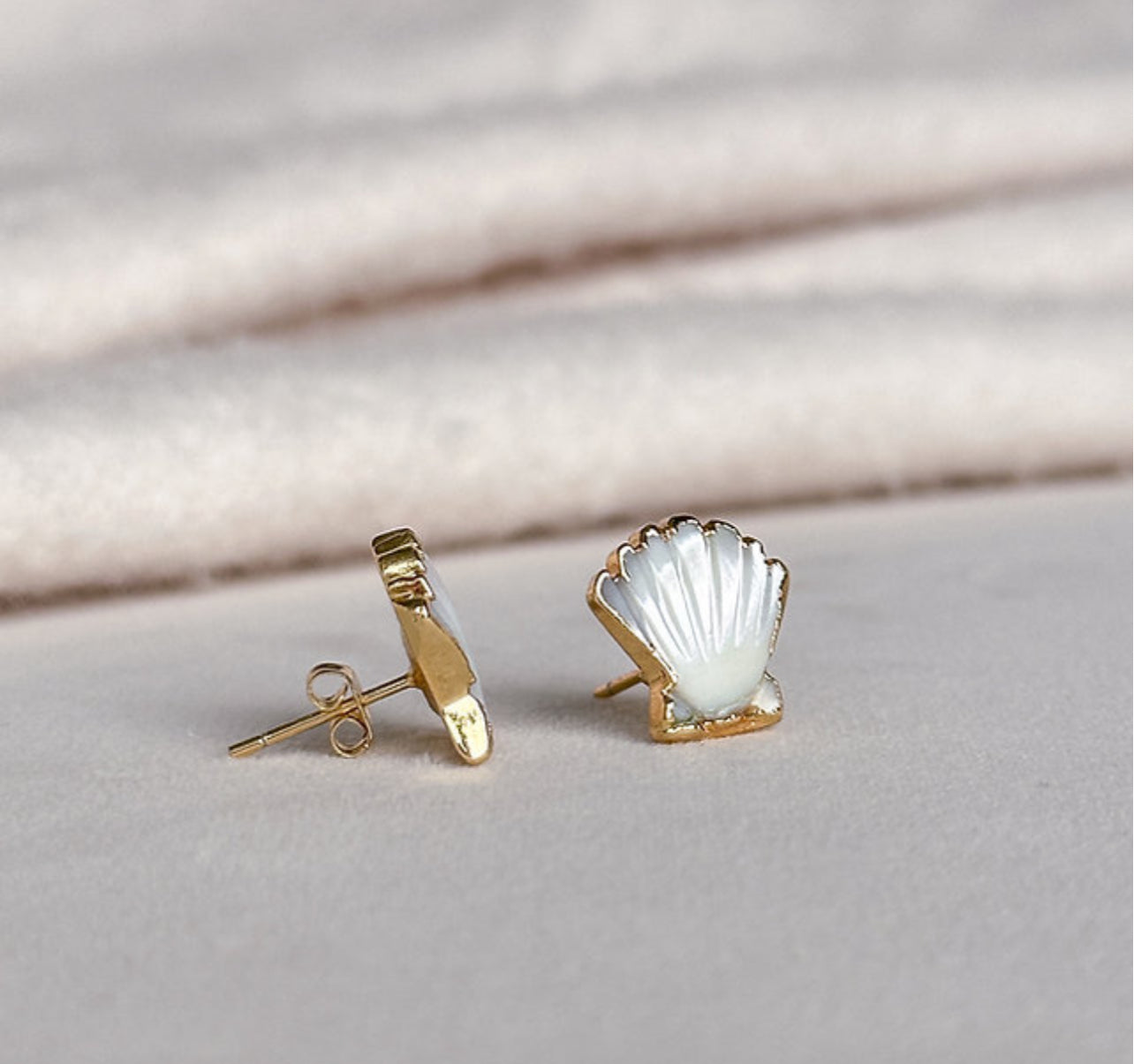 Easton Elle - Shell Shaped Stud Earrings-110 Jewelry & Hair-Easton Elle-July & June Women's Fashion Boutique Located in San Antonio, Texas