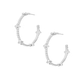 Natalie Wood - Beaded Cross Hoop Earrings Silver-Natalie Wood-July & June Women's Fashion Boutique Located in San Antonio, Texas