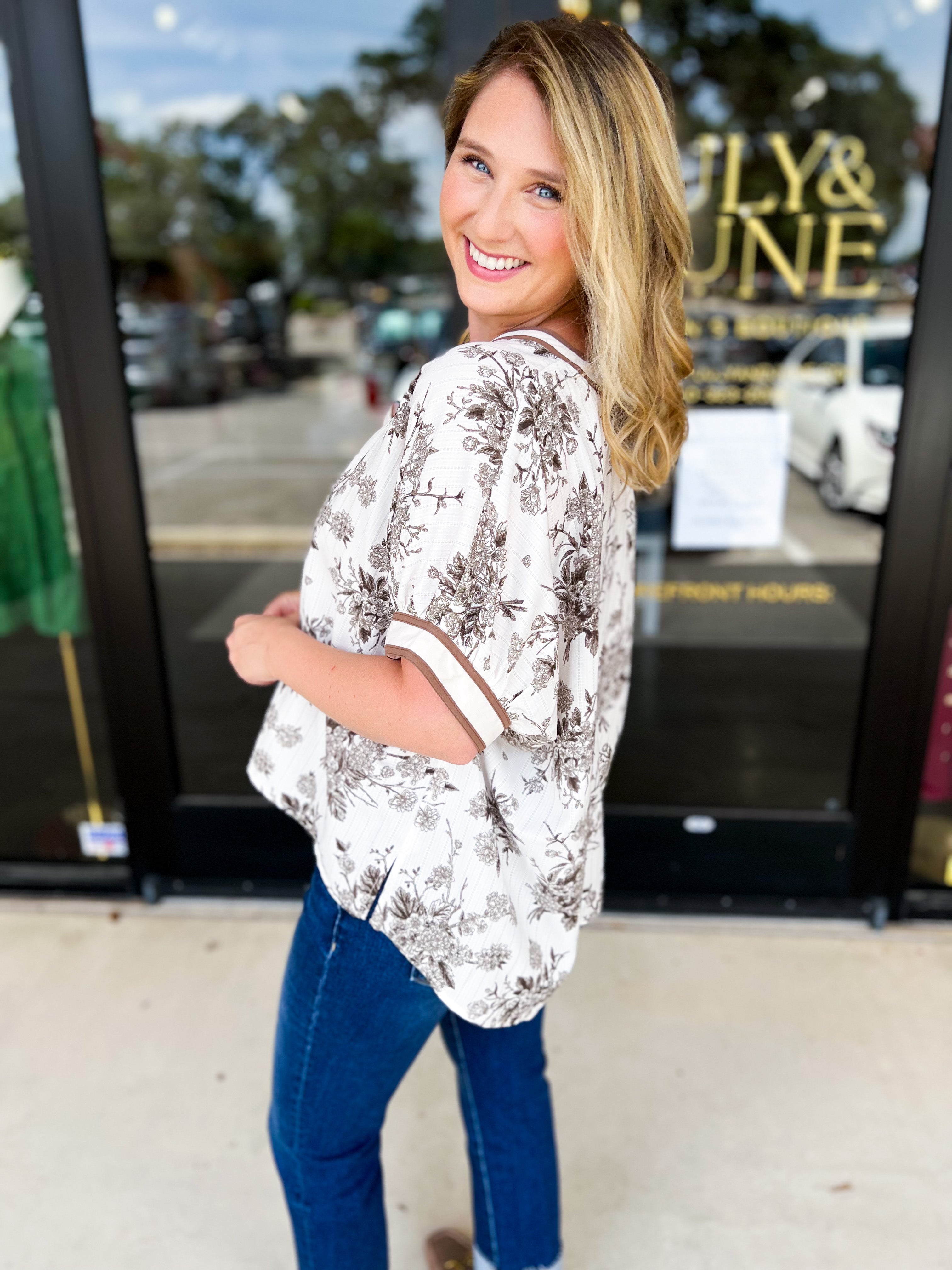 The Briar Blouse - Mocha-200 Fashion Blouses-ENTRO-July & June Women's Fashion Boutique Located in San Antonio, Texas