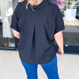 Closet Staple Collared Blouse - Black-200 Fashion Blouses-ENTRO-July & June Women's Fashion Boutique Located in San Antonio, Texas