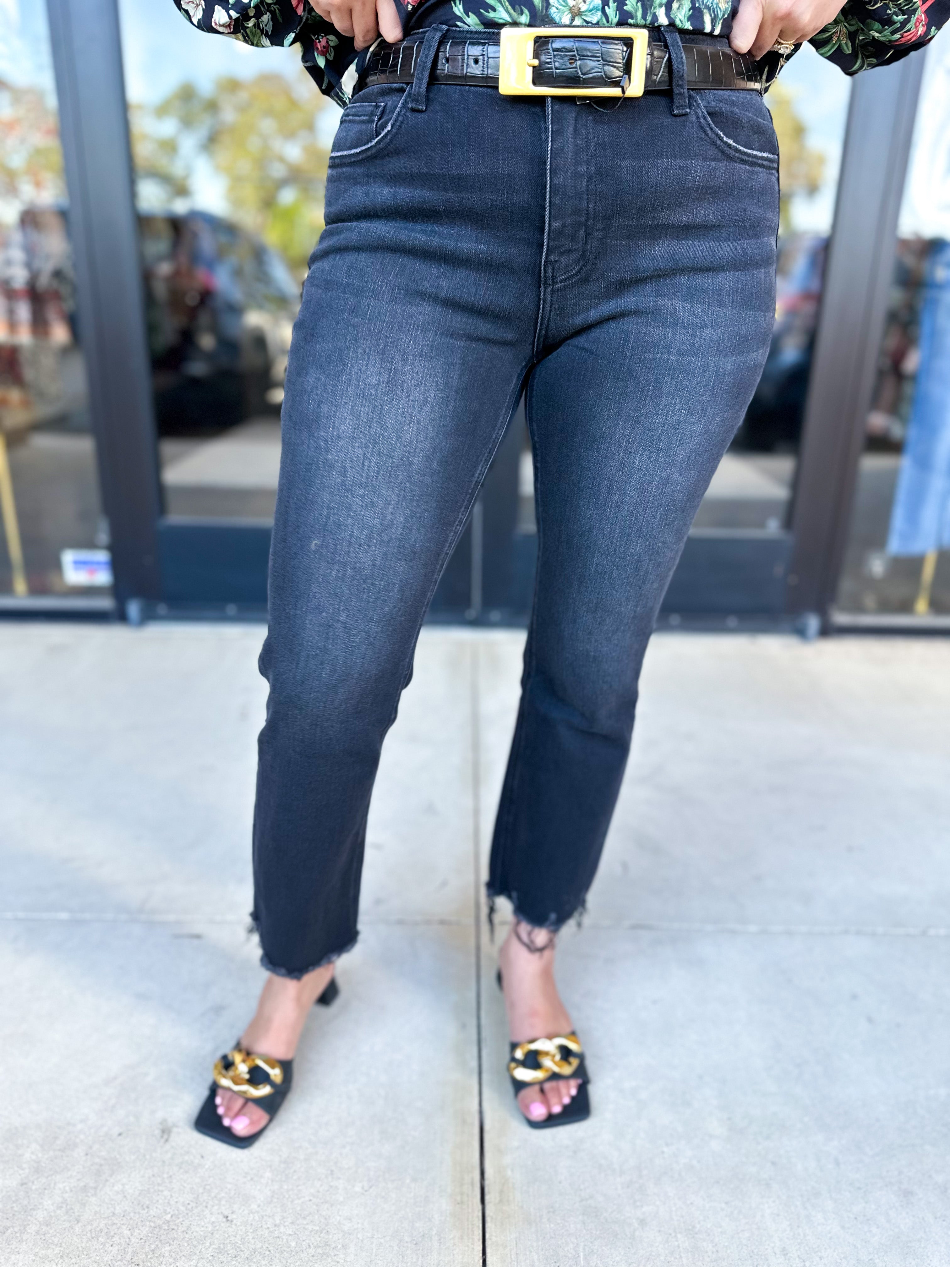 Vervet - Mid Rise Crop Flare Black Jeans-400 Pants-VEVERT BY FLYING MONKEY-July & June Women's Fashion Boutique Located in San Antonio, Texas