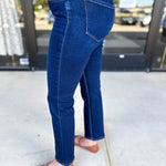 Vervet - Mid Rise Dark Wash Slim Straight Jeans-400 Pants-VEVERT BY FLYING MONKEY-July & June Women's Fashion Boutique Located in San Antonio, Texas
