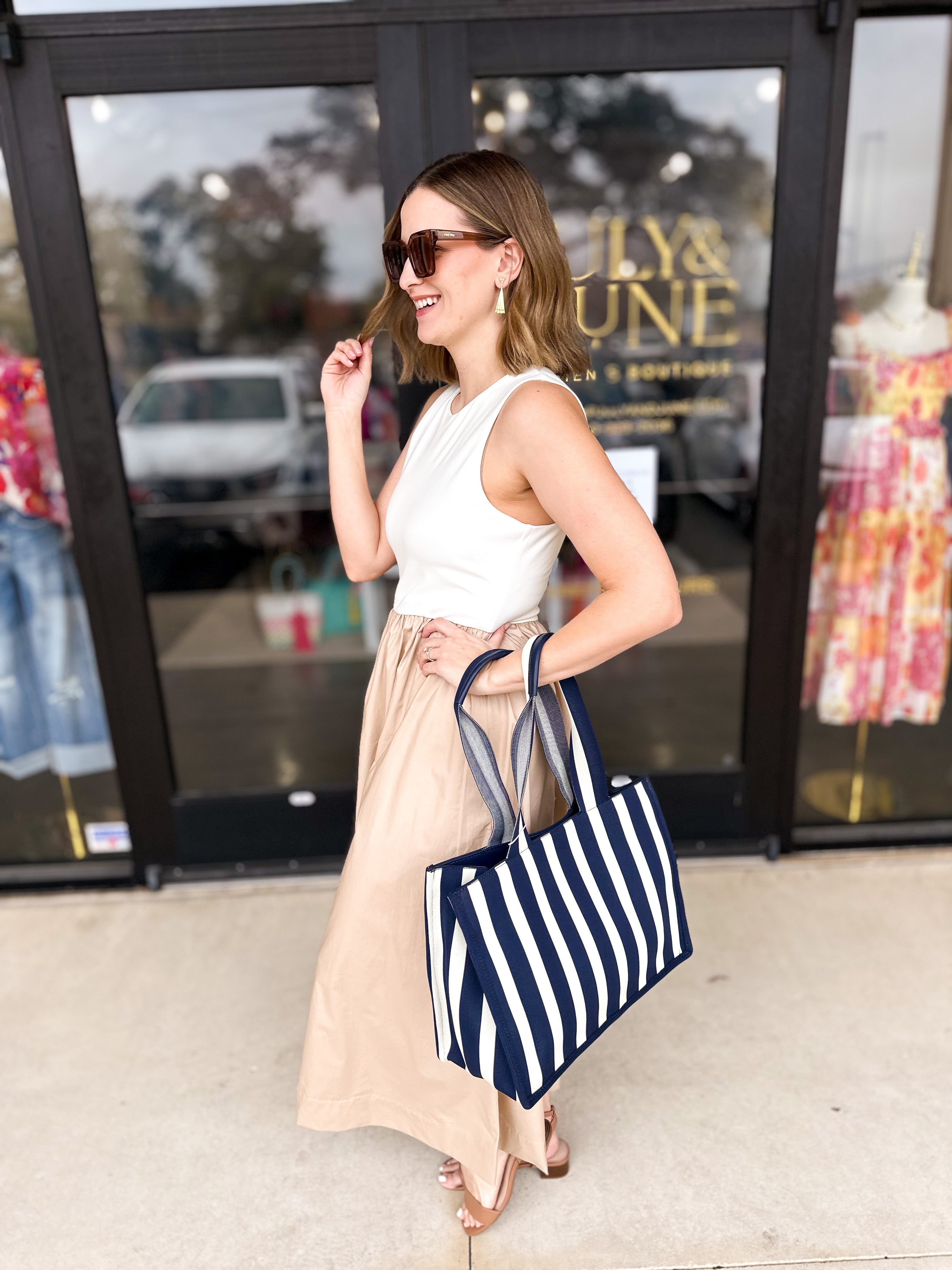 Isla Boxy Tote - Navy-130 ACCESSORIES-SHIRALEAH-July & June Women's Fashion Boutique Located in San Antonio, Texas