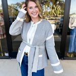 THML - Grey Color Block Cardigan-230 Sweaters/Cardis-THML-July & June Women's Fashion Boutique Located in San Antonio, Texas