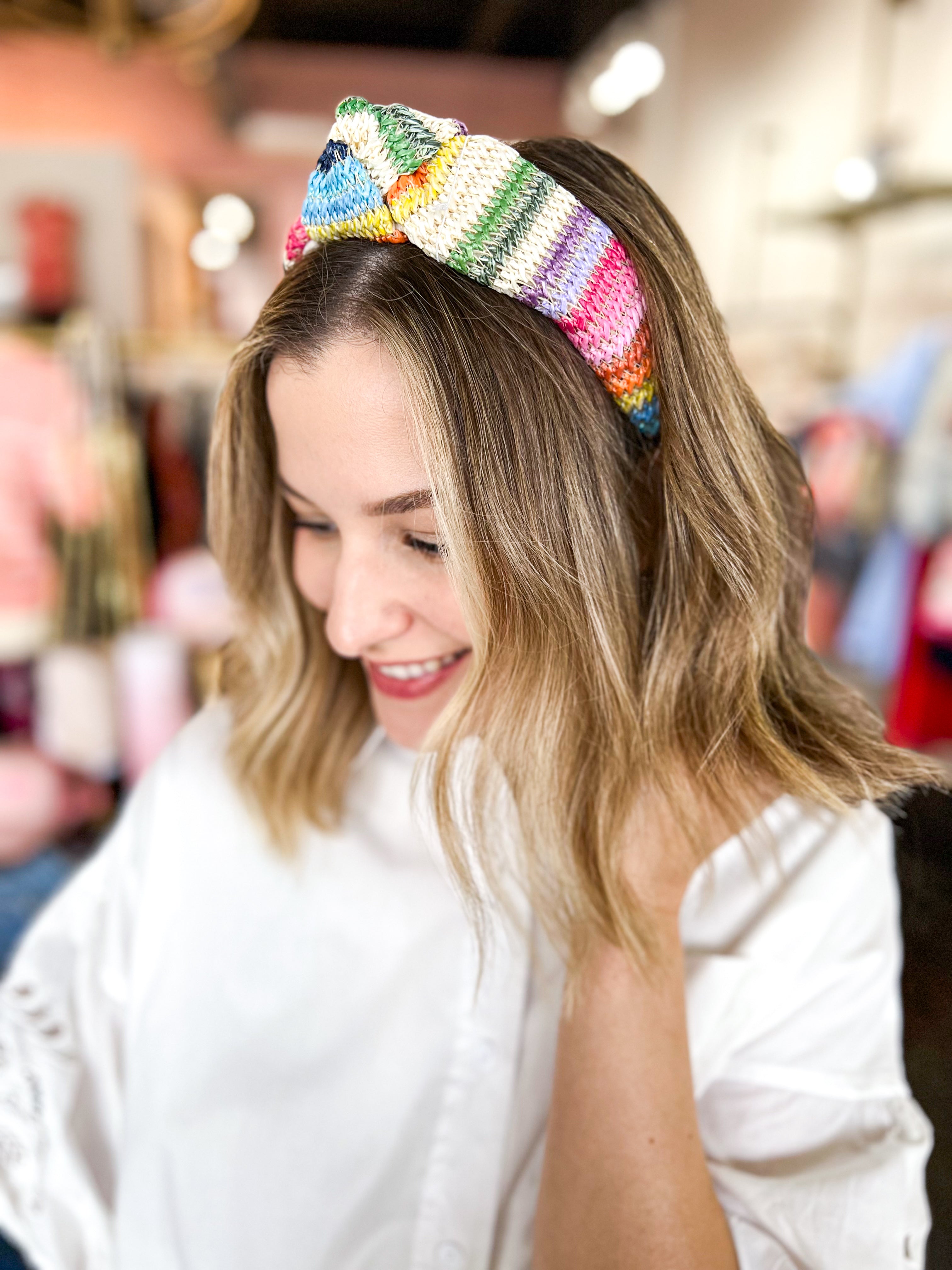 Rainbow Stripe Knotted Headband-130 ACCESSORIES-SHIRALEAH-July & June Women's Fashion Boutique Located in San Antonio, Texas