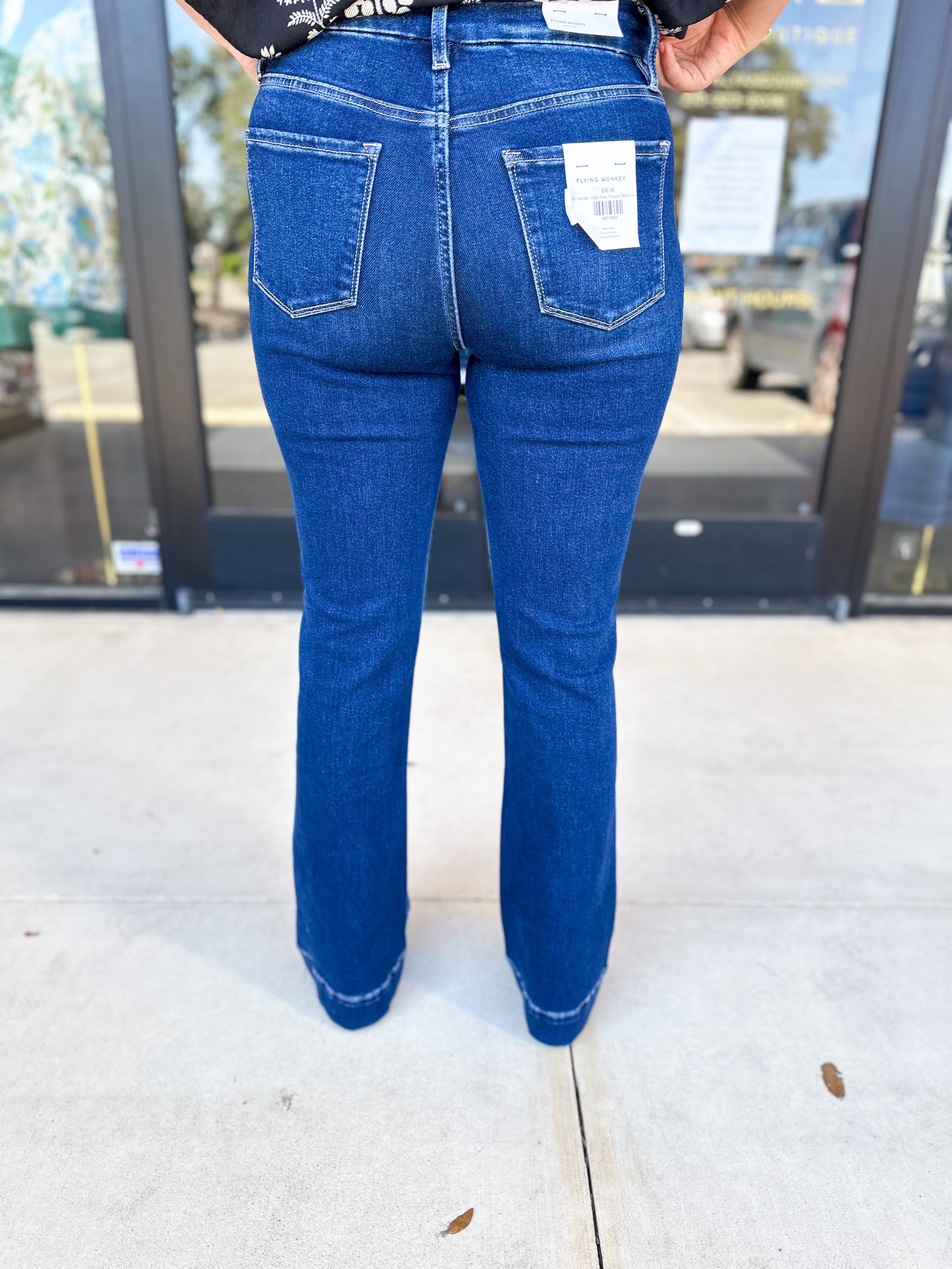 Vervet - High Rise Trouser Boot Cut Jeans-400 Pants-VEVERT BY FLYING MONKEY-July & June Women's Fashion Boutique Located in San Antonio, Texas