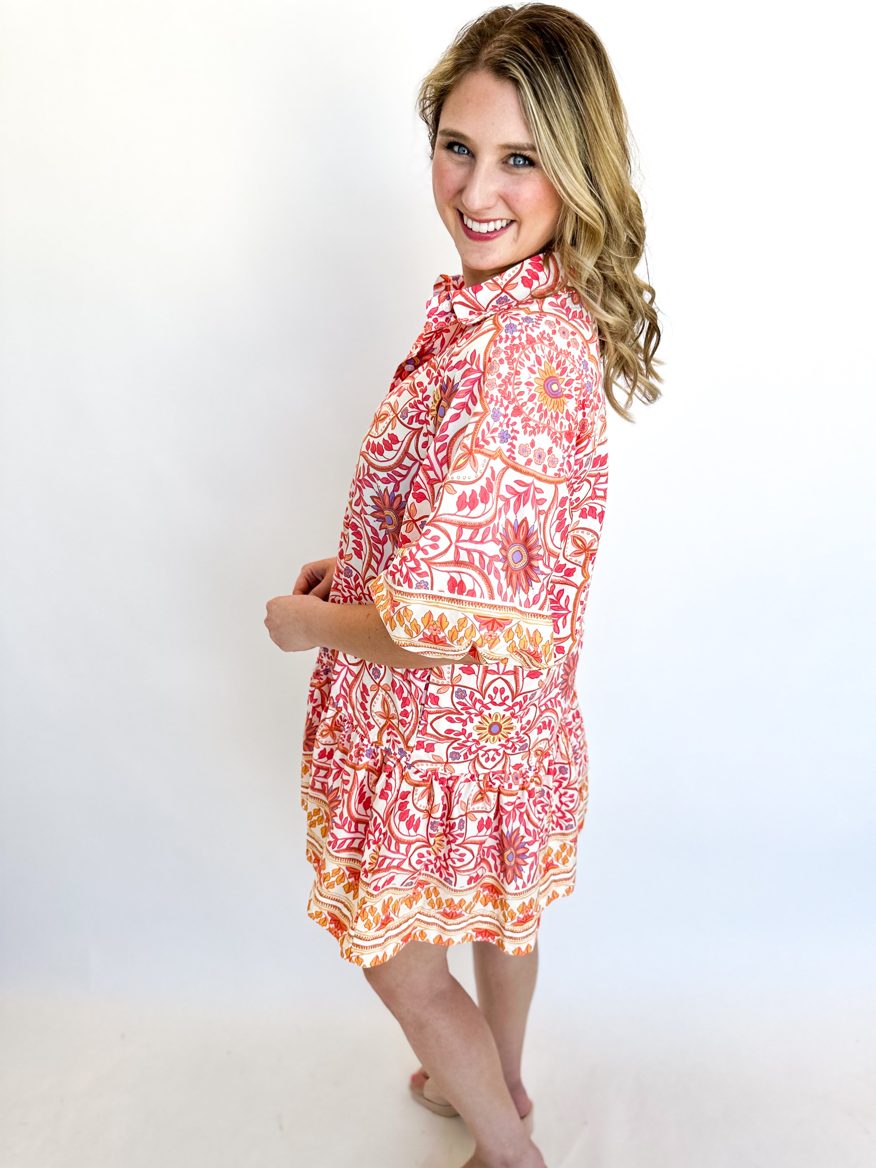 Sunset Collared Mini Dress-510 Mini-OLIVACEOUS-July & June Women's Fashion Boutique Located in San Antonio, Texas