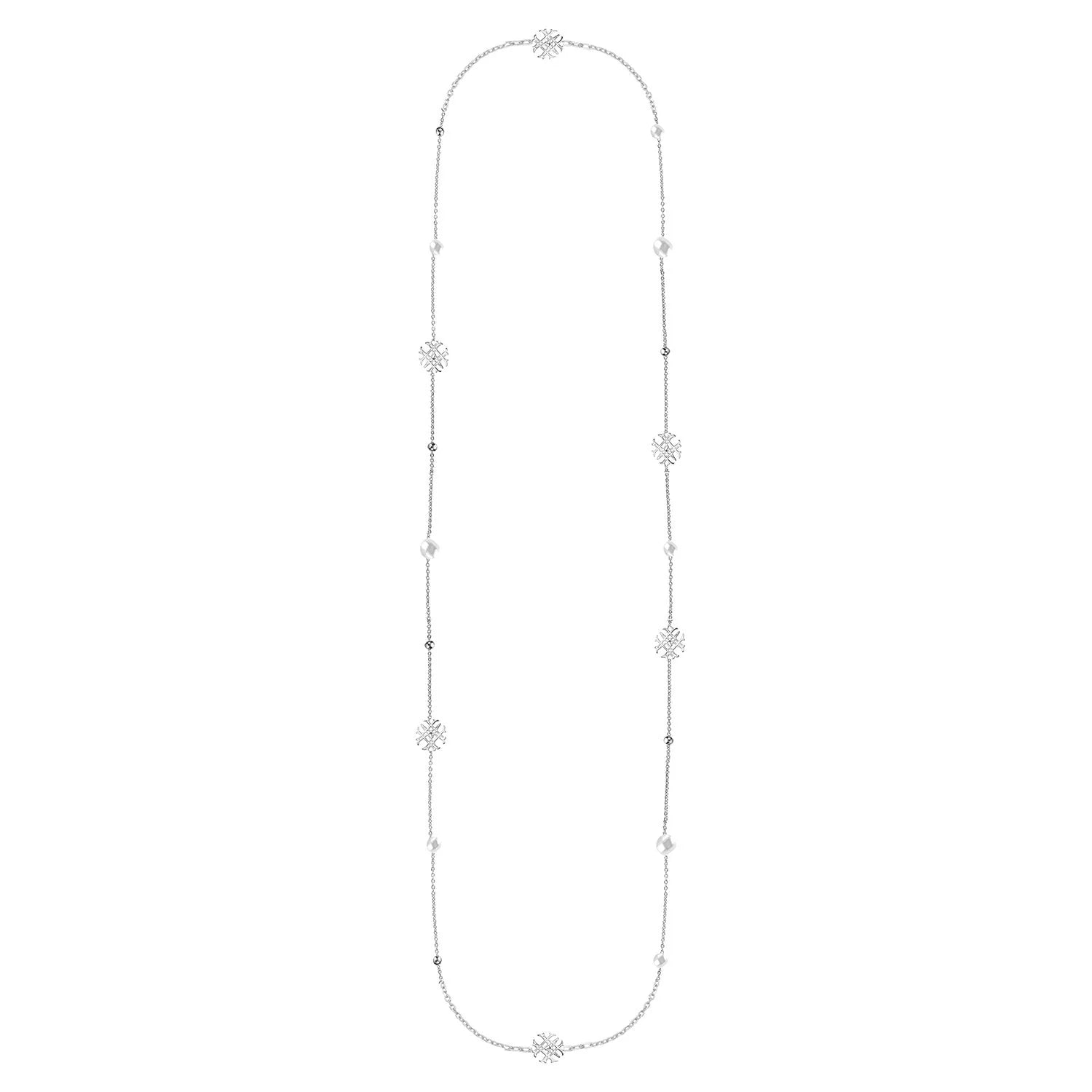 Natalie Wood - Adorned Pearl Logo Station Necklace SIlver-July & June Women's Boutique-July & June Women's Fashion Boutique Located in San Antonio, Texas