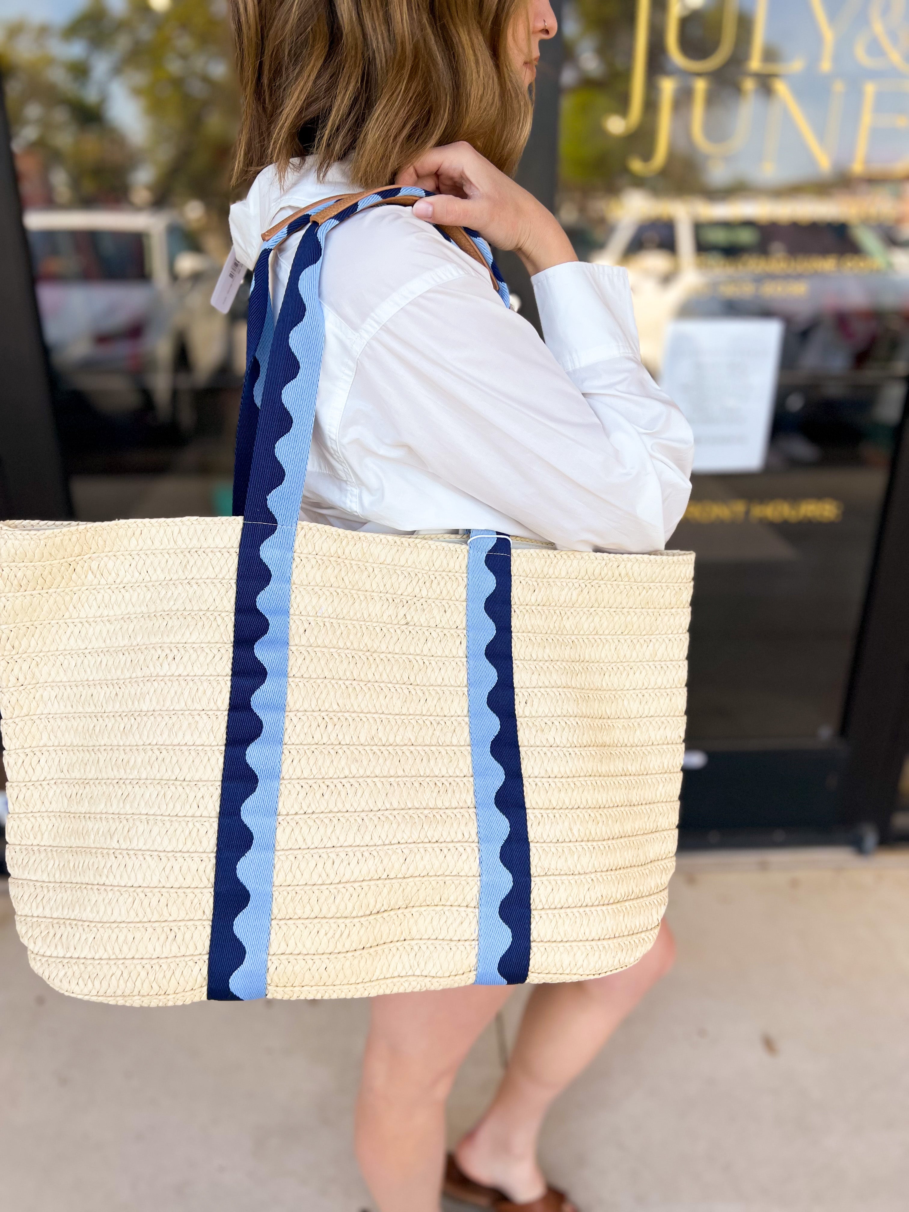 Marbella Tote - Blue-130 Accessories-SHIRALEAH-July & June Women's Fashion Boutique Located in San Antonio, Texas