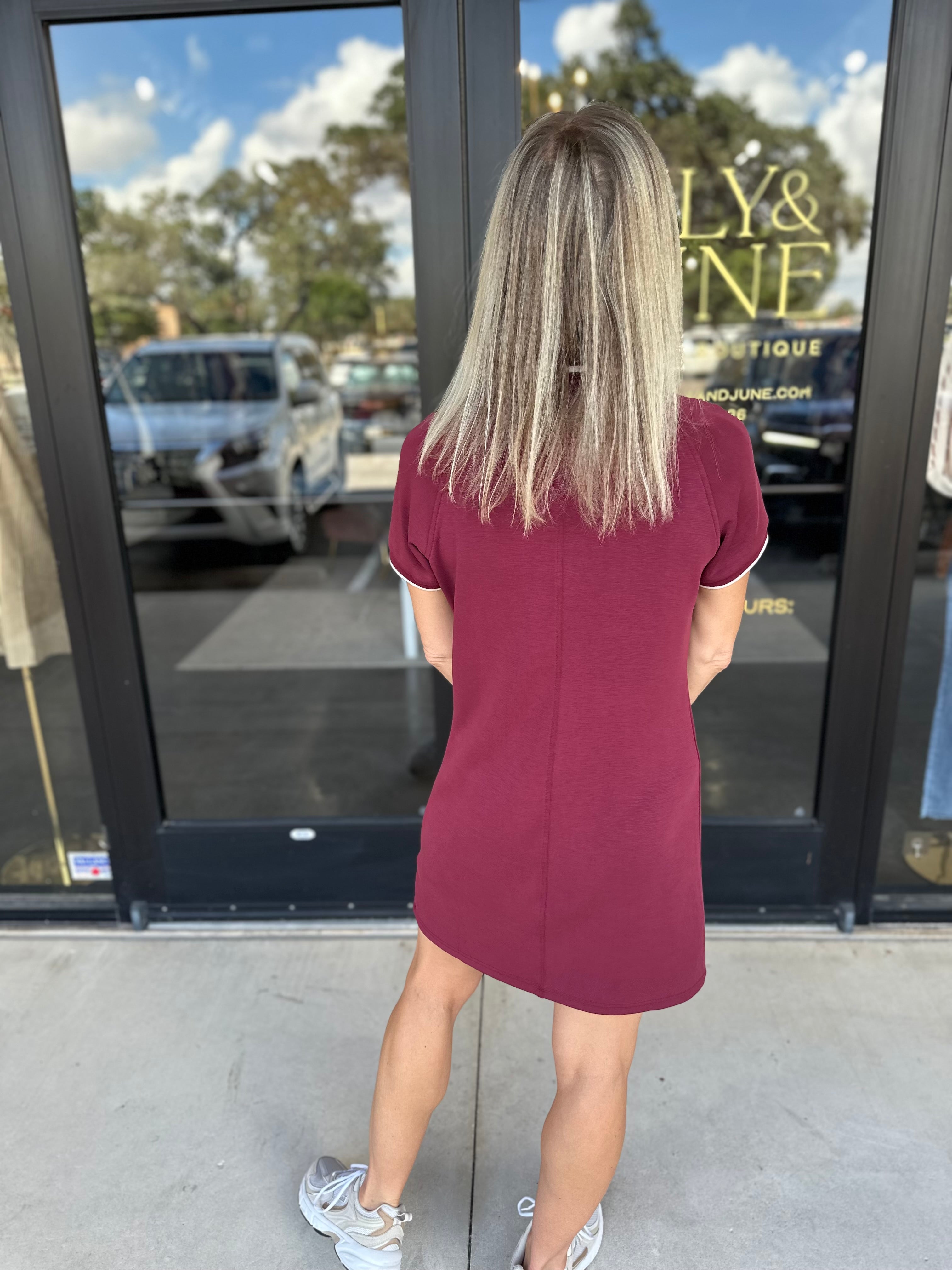 Modal Athletic Mini Dress - Rosewood-510 Mini-SKIES ARE BLUE-July & June Women's Fashion Boutique Located in San Antonio, Texas