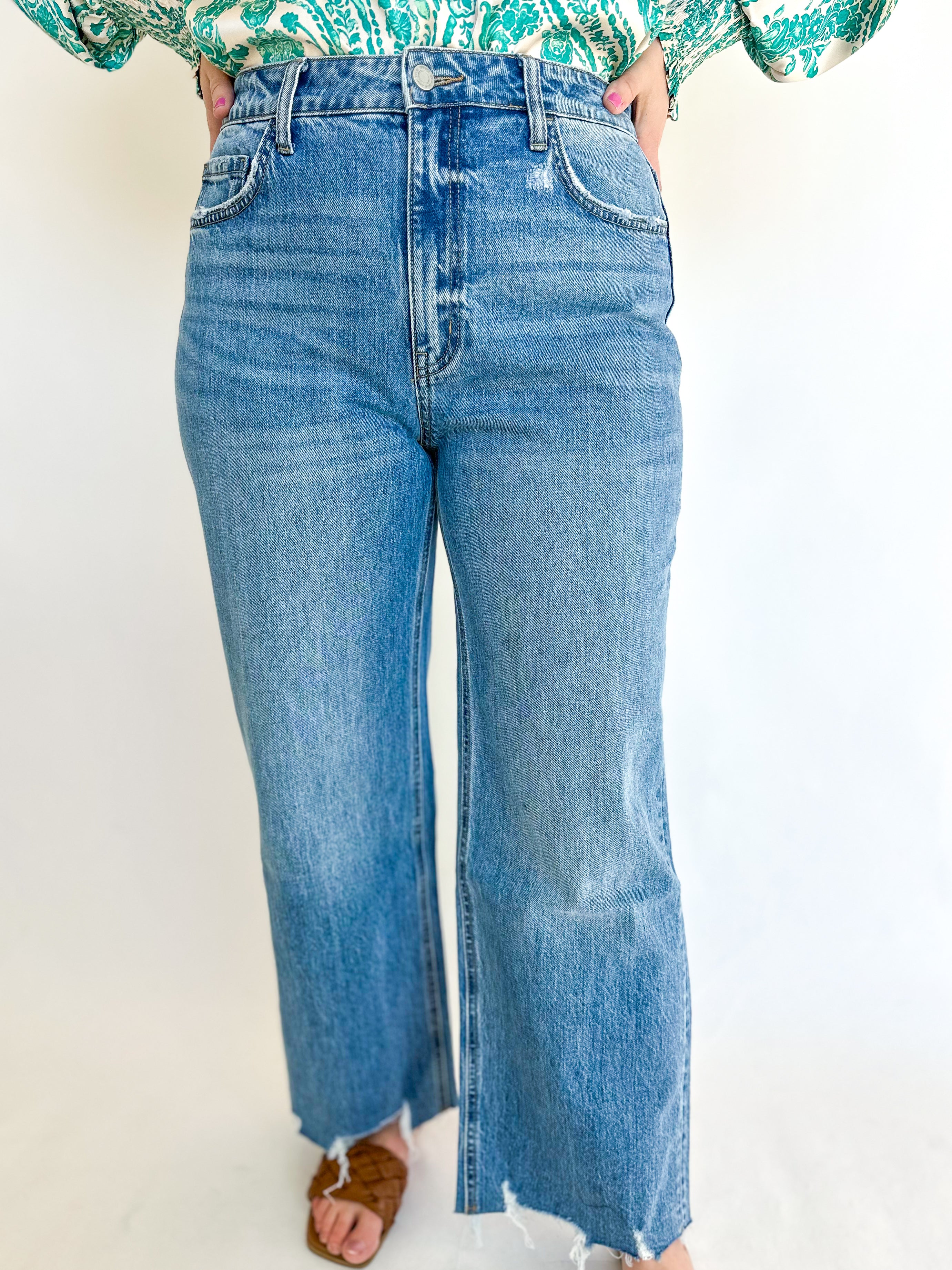 Vervet - High Rise Cropped Wide Leg Jeans-400 Pants-VEVERT BY FLYING MONKEY-July & June Women's Fashion Boutique Located in San Antonio, Texas