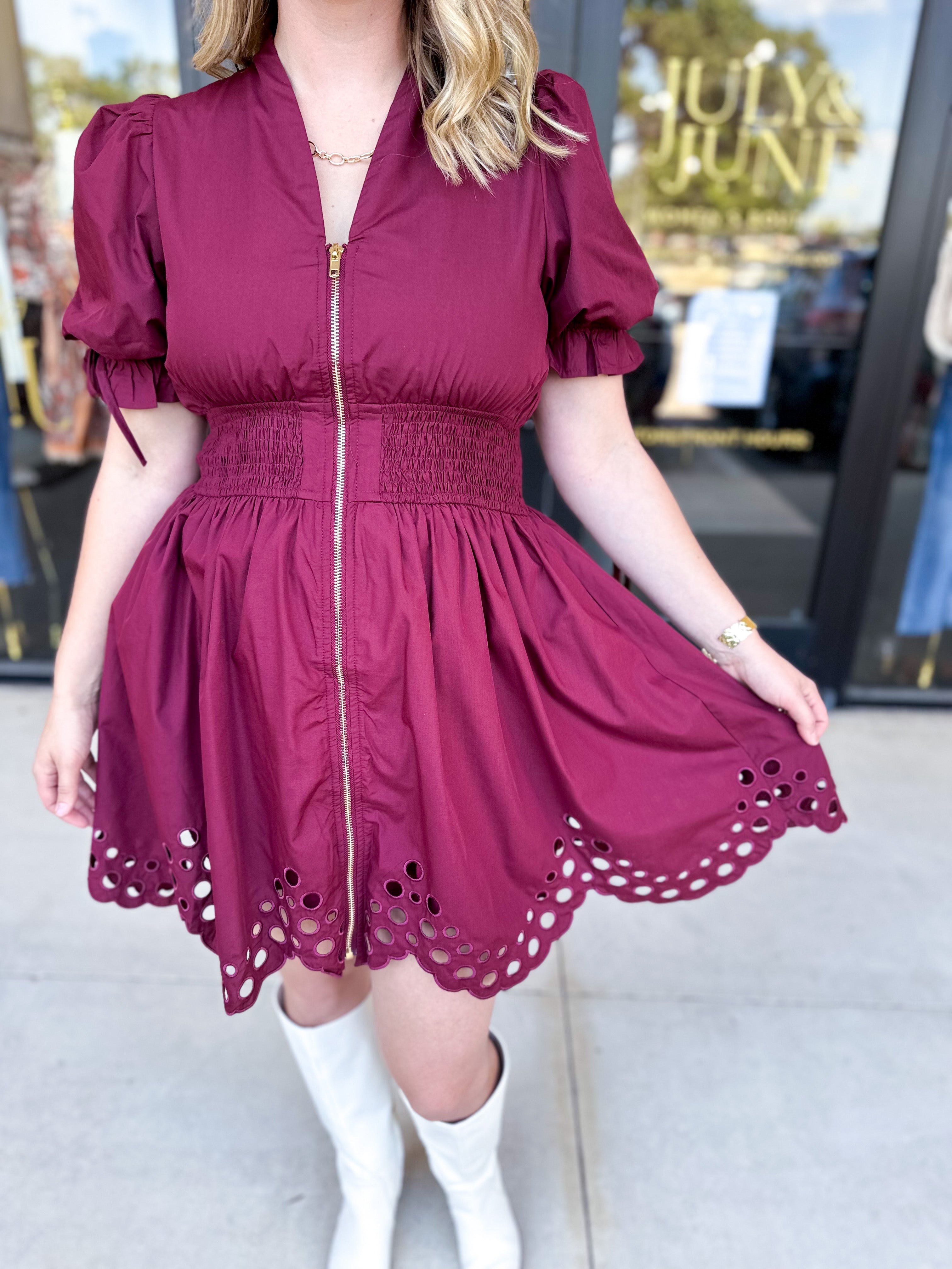The Adeline Mini Dress - Wine-510 Mini-ENTRO-July & June Women's Fashion Boutique Located in San Antonio, Texas