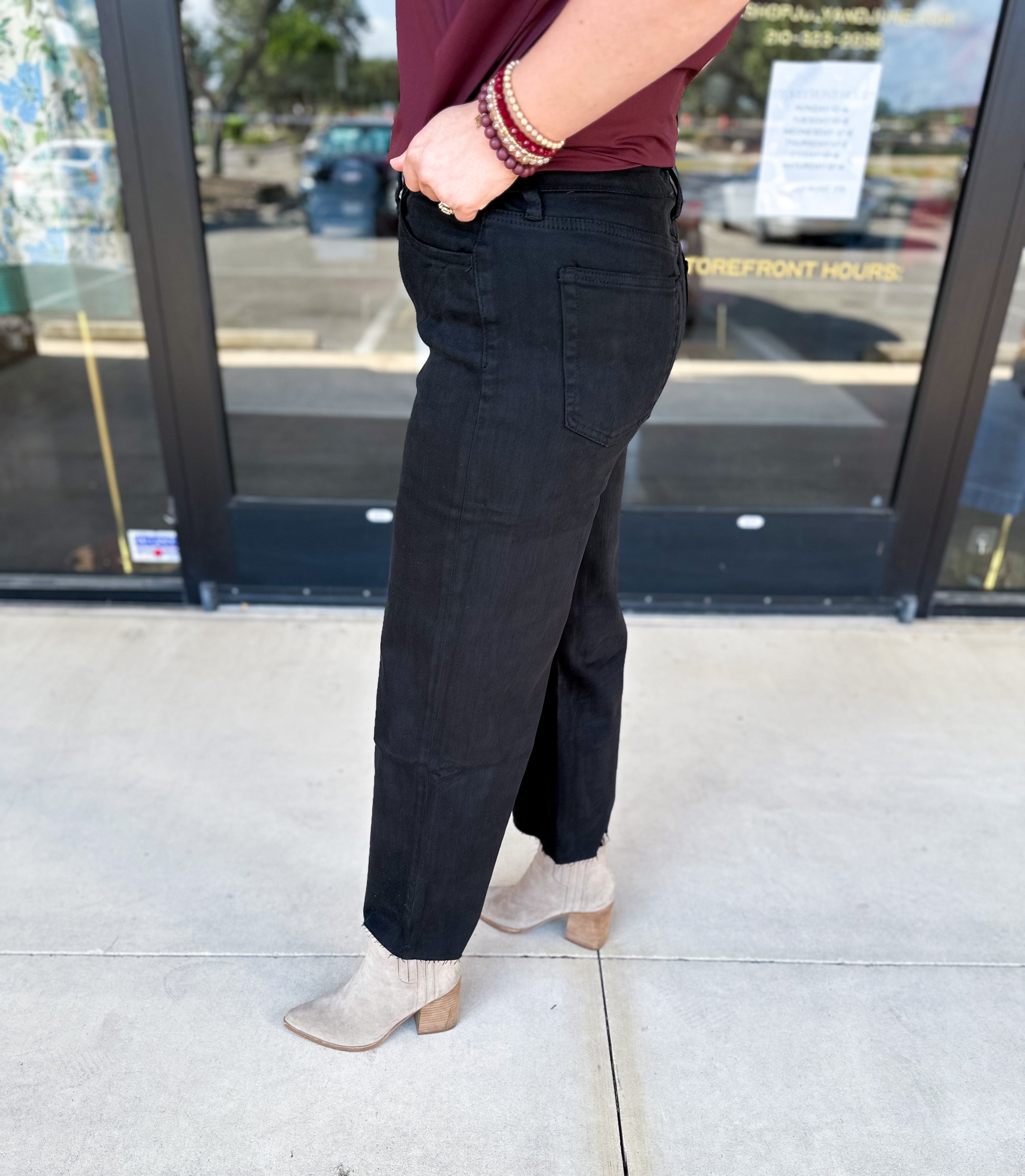 Vervet - High Rise Wide Leg Black Jeans-400 Pants-VEVERT BY FLYING MONKEY-July & June Women's Fashion Boutique Located in San Antonio, Texas