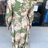 Fall Meadows Midi Dress - Olive-500 Midi-ENTRO-July & June Women's Fashion Boutique Located in San Antonio, Texas