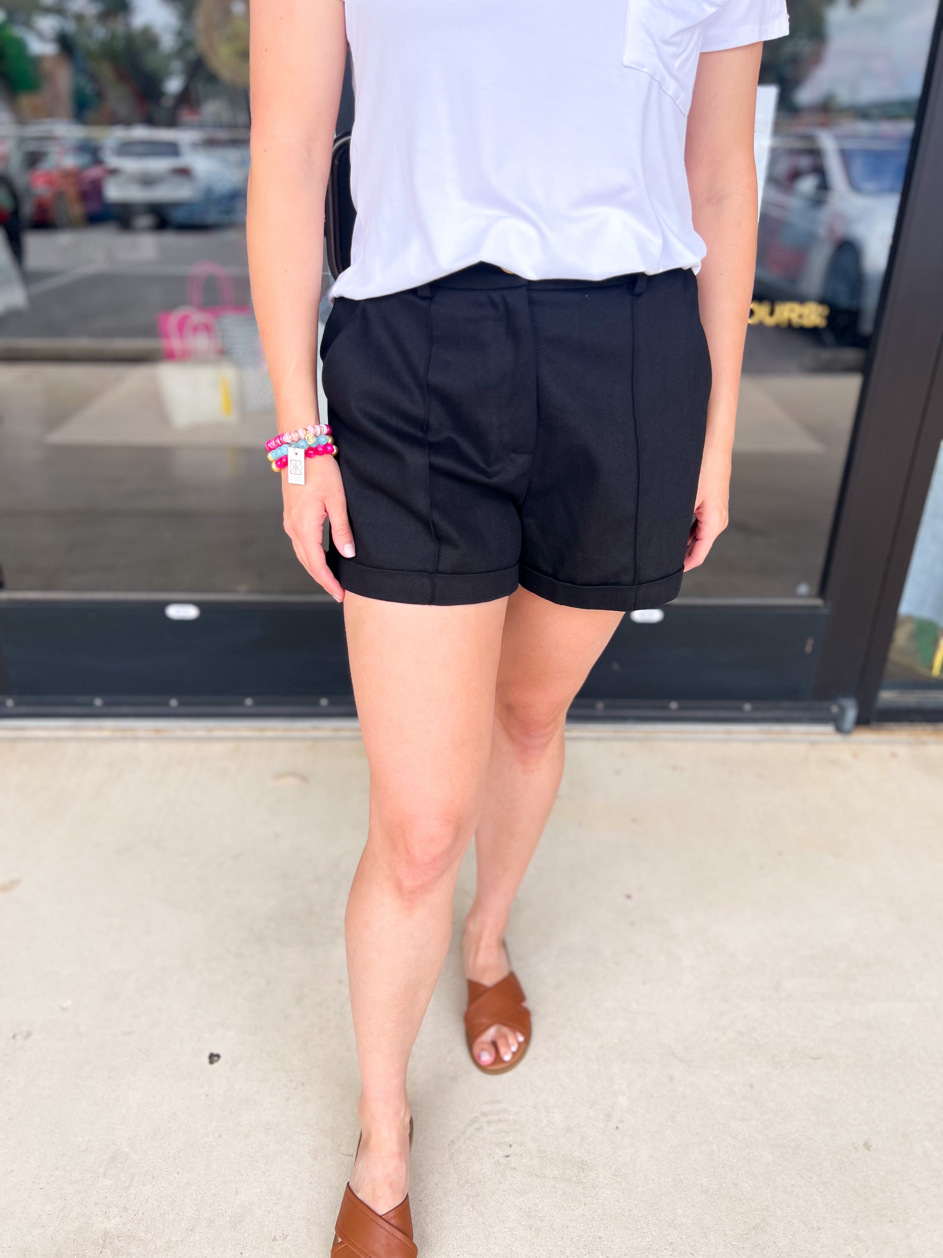 Upscale Shorts - Black-410 Shorts/Skirts-ENTRO-July & June Women's Fashion Boutique Located in San Antonio, Texas