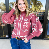 The Vintage Floral Sweater - Rose-230 Sweaters/Cardis-FATE-July & June Women's Fashion Boutique Located in San Antonio, Texas