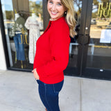The Everyday Henley Sweater - Red-230 Sweaters/Cardis-JODIFL-July & June Women's Fashion Boutique Located in San Antonio, Texas