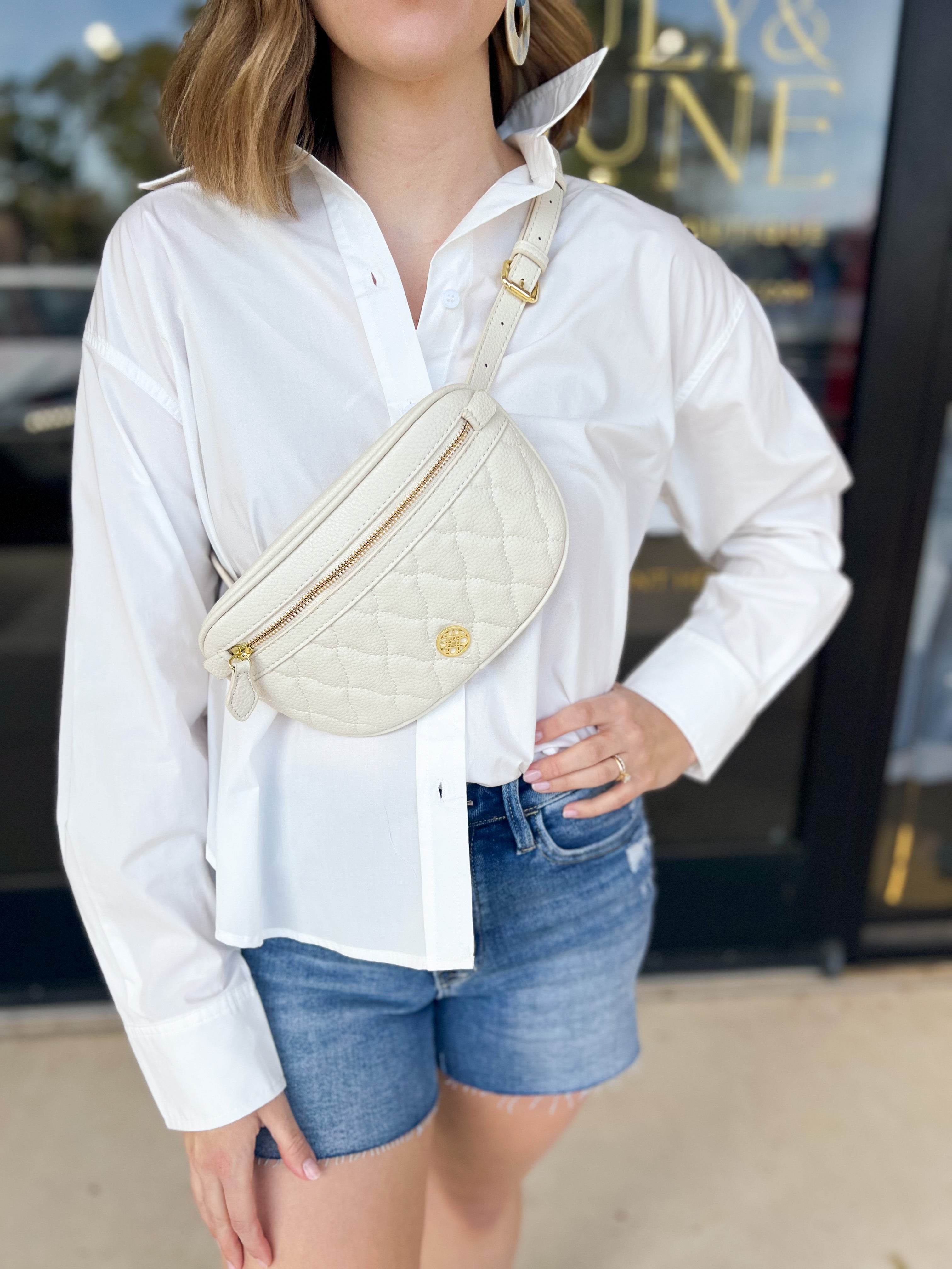 Natalie Wood - Grace Belt Bag in Cream-130 Accessories-Natalie Wood-July & June Women's Fashion Boutique Located in San Antonio, Texas