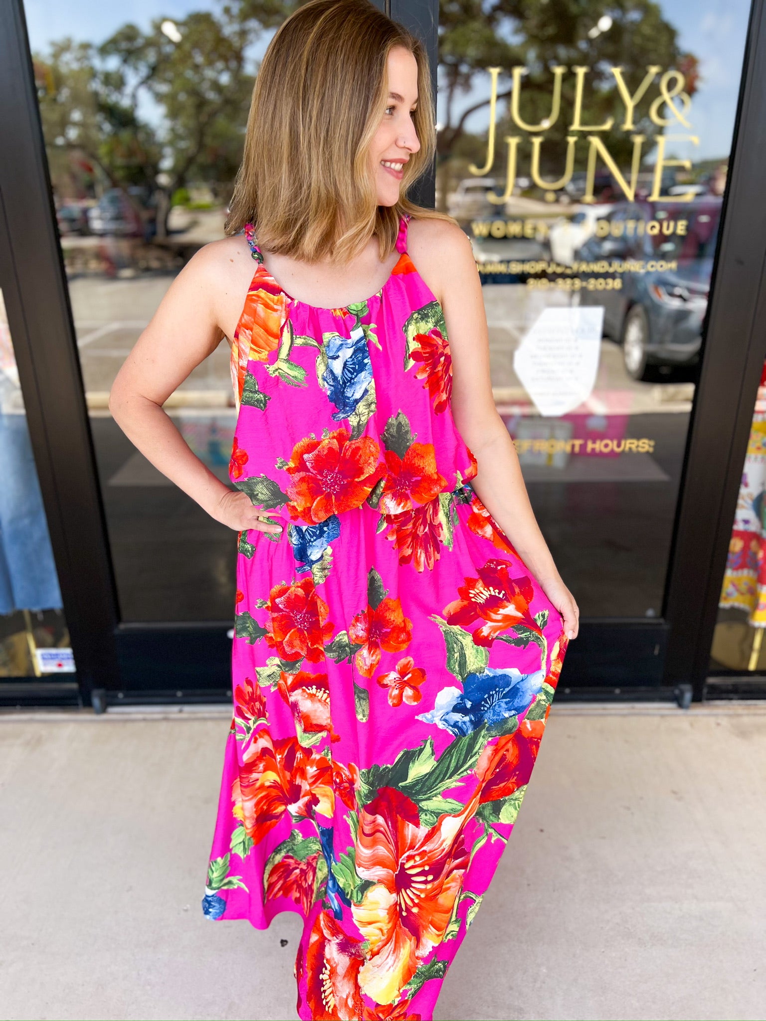 Flora Skirt Set-500 Midi-SKIES ARE BLUE-July & June Women's Fashion Boutique Located in San Antonio, Texas