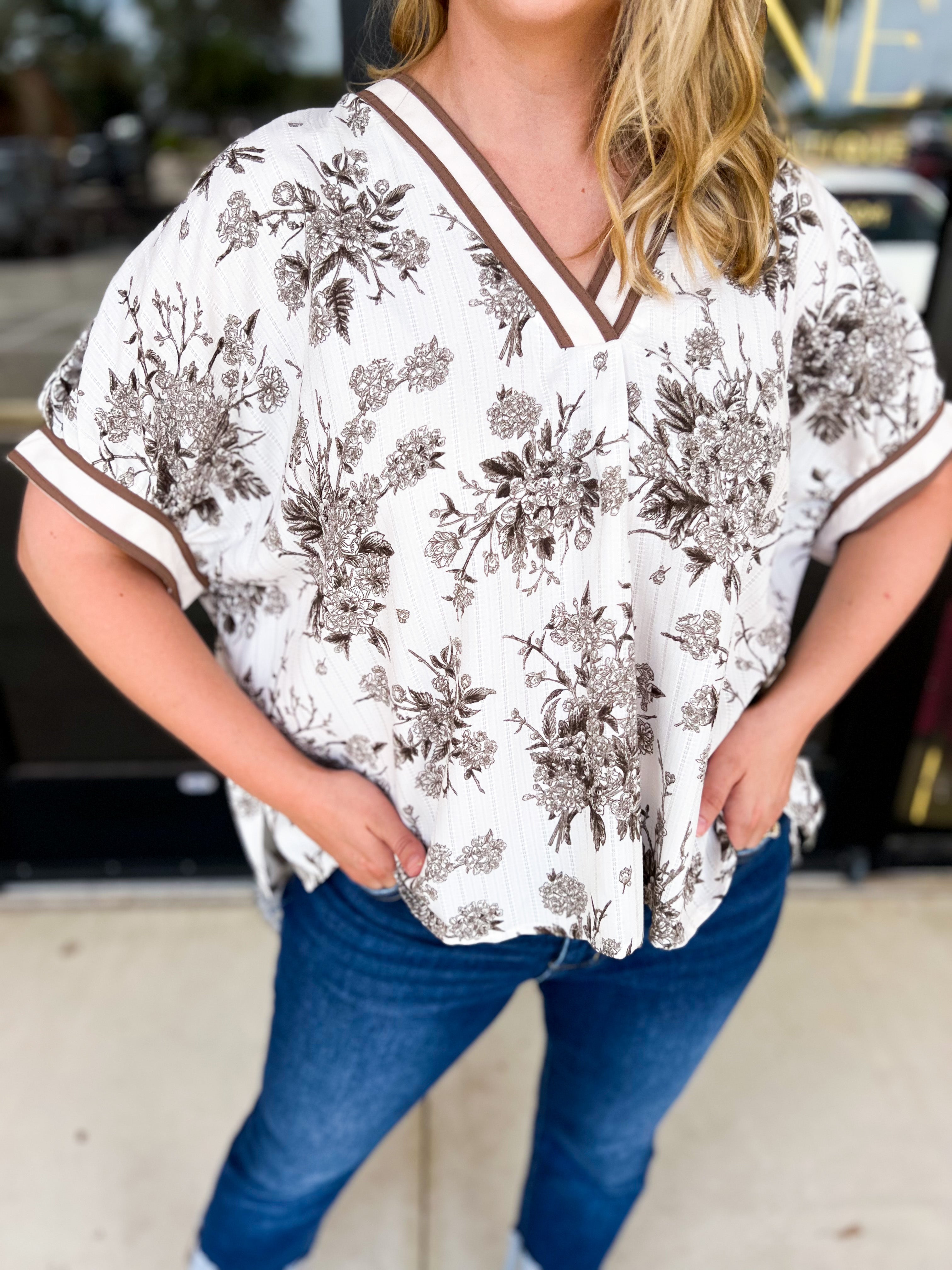 The Briar Blouse - Mocha-200 Fashion Blouses-ENTRO-July & June Women's Fashion Boutique Located in San Antonio, Texas