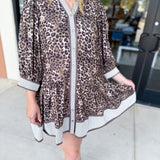 Leopard Button Down Mini Dress-510 Mini-ENTRO-July & June Women's Fashion Boutique Located in San Antonio, Texas