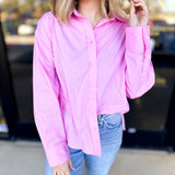 Your Best Friend Button Down Blouse - Pink-200 Fashion Blouses-SKIES ARE BLUE-July & June Women's Fashion Boutique Located in San Antonio, Texas