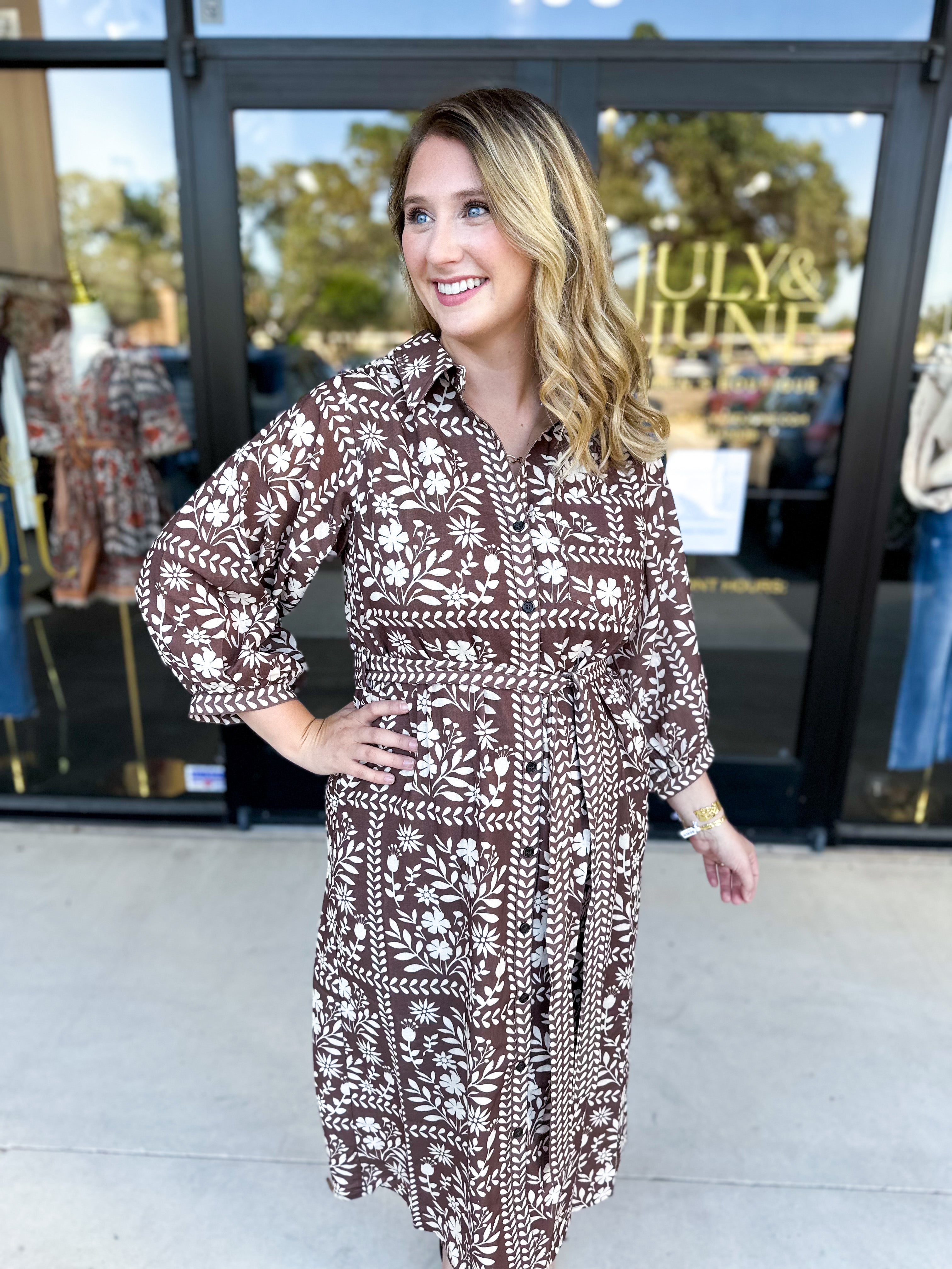 The Wrenlee Wrap Midi Dress - Chocolate Brown-500 Midi-POLOGRAM-July & June Women's Fashion Boutique Located in San Antonio, Texas