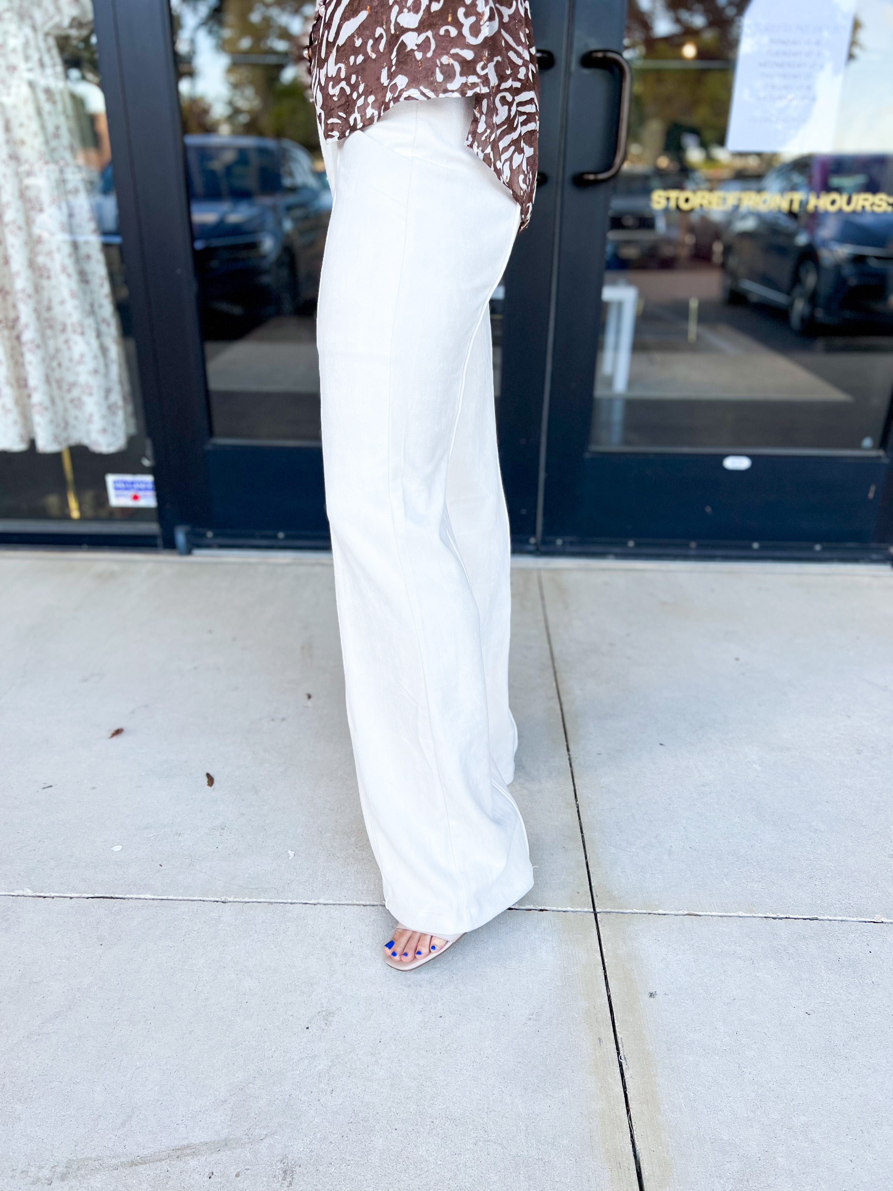 Cream Suede Trousers-400 Pants-FATE-July & June Women's Fashion Boutique Located in San Antonio, Texas