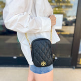 Natalie Wood - Grace Quilted Crossbody in Black-130 Accessories-Natalie Wood-July & June Women's Fashion Boutique Located in San Antonio, Texas