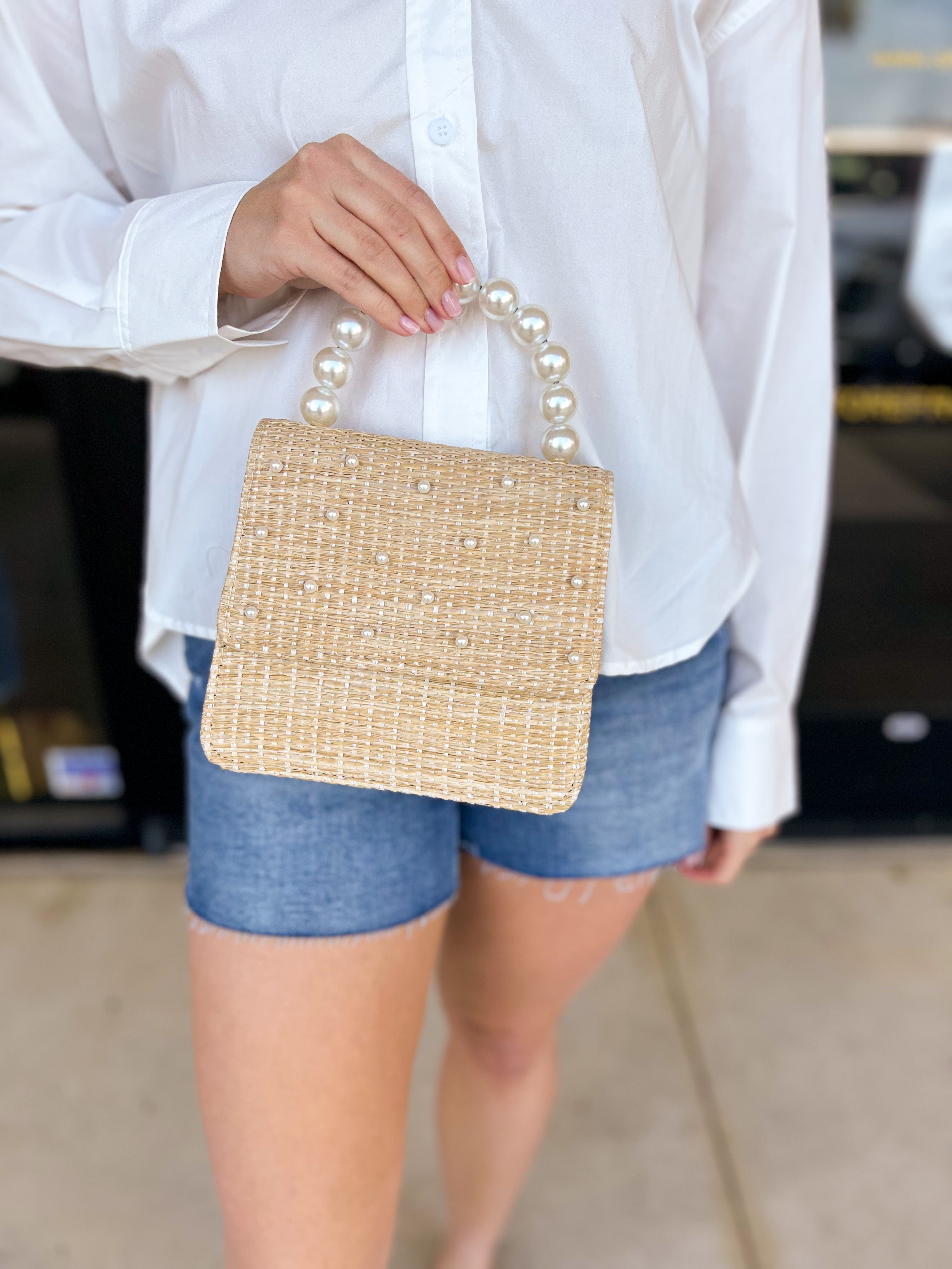 Pearl & Straw Purse-130 Accessories-SHIRALEAH-July & June Women's Fashion Boutique Located in San Antonio, Texas