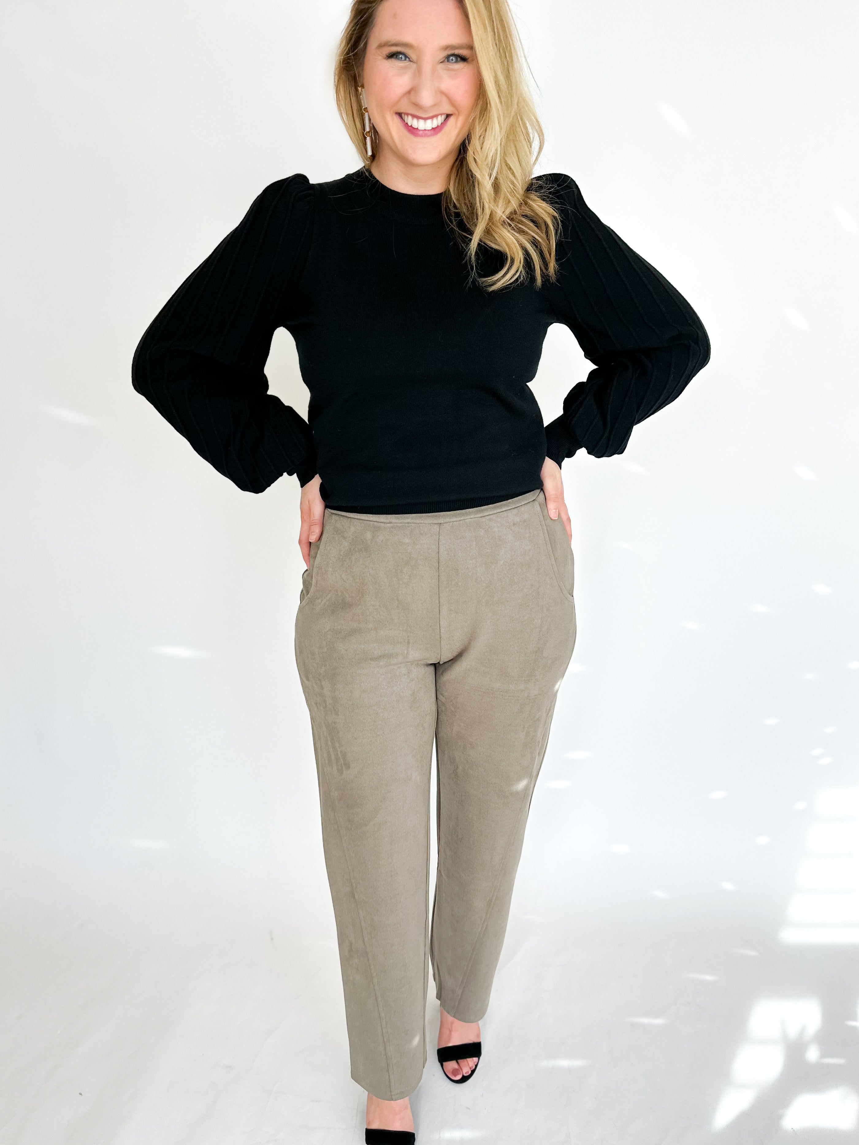 Chic Trousers - Mocha-400 Pants-ALLIE ROSE-July & June Women's Fashion Boutique Located in San Antonio, Texas