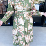 Fall Meadows Midi Dress - Olive-500 Midi-ENTRO-July & June Women's Fashion Boutique Located in San Antonio, Texas