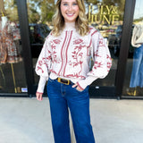 The Vintage Floral Sweater - Cream-230 Sweaters/Cardis-FATE-July & June Women's Fashion Boutique Located in San Antonio, Texas
