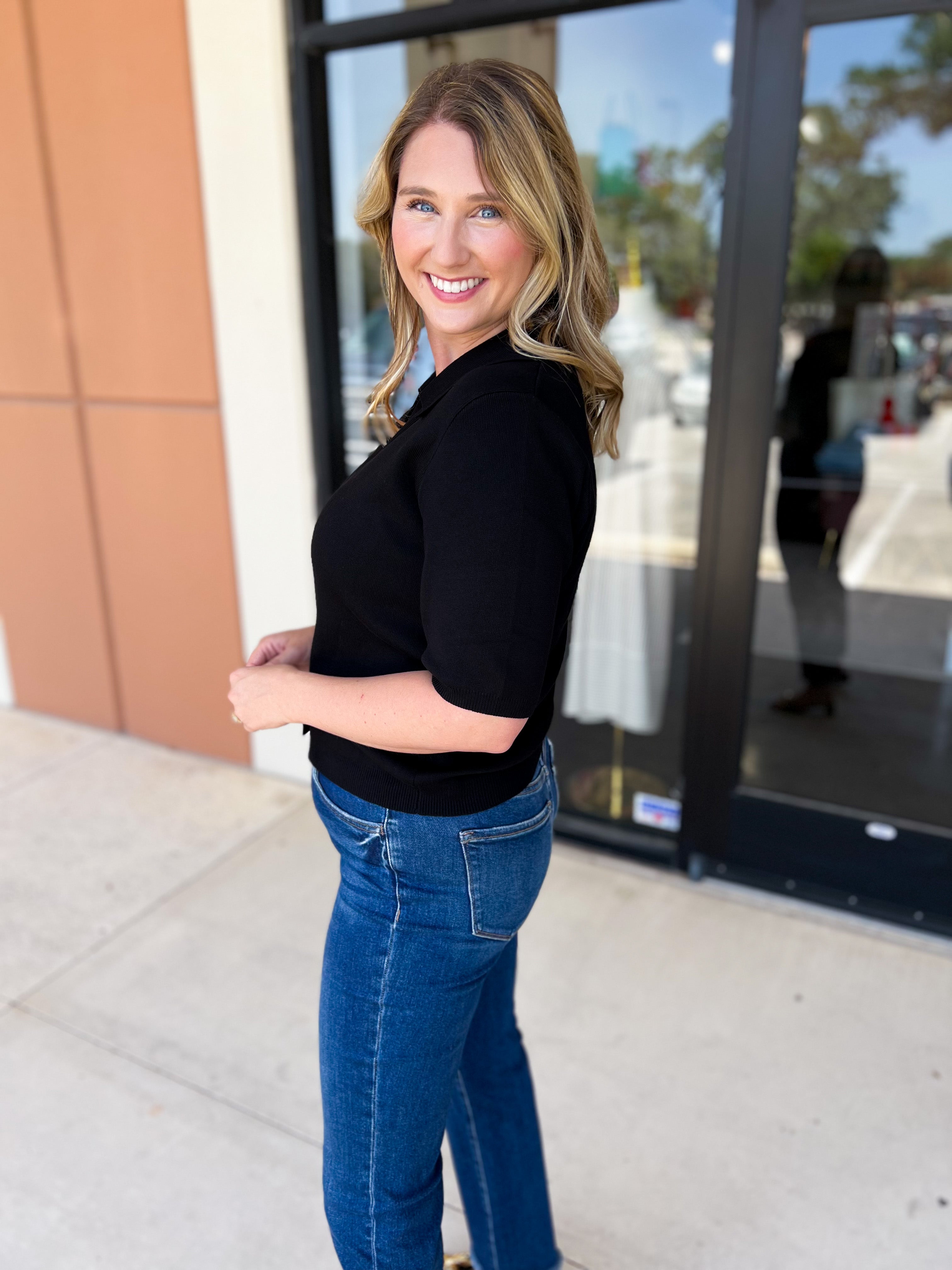 The Krissy Knit Top - Black-200 Fashion Blouses-SKIES ARE BLUE-July & June Women's Fashion Boutique Located in San Antonio, Texas