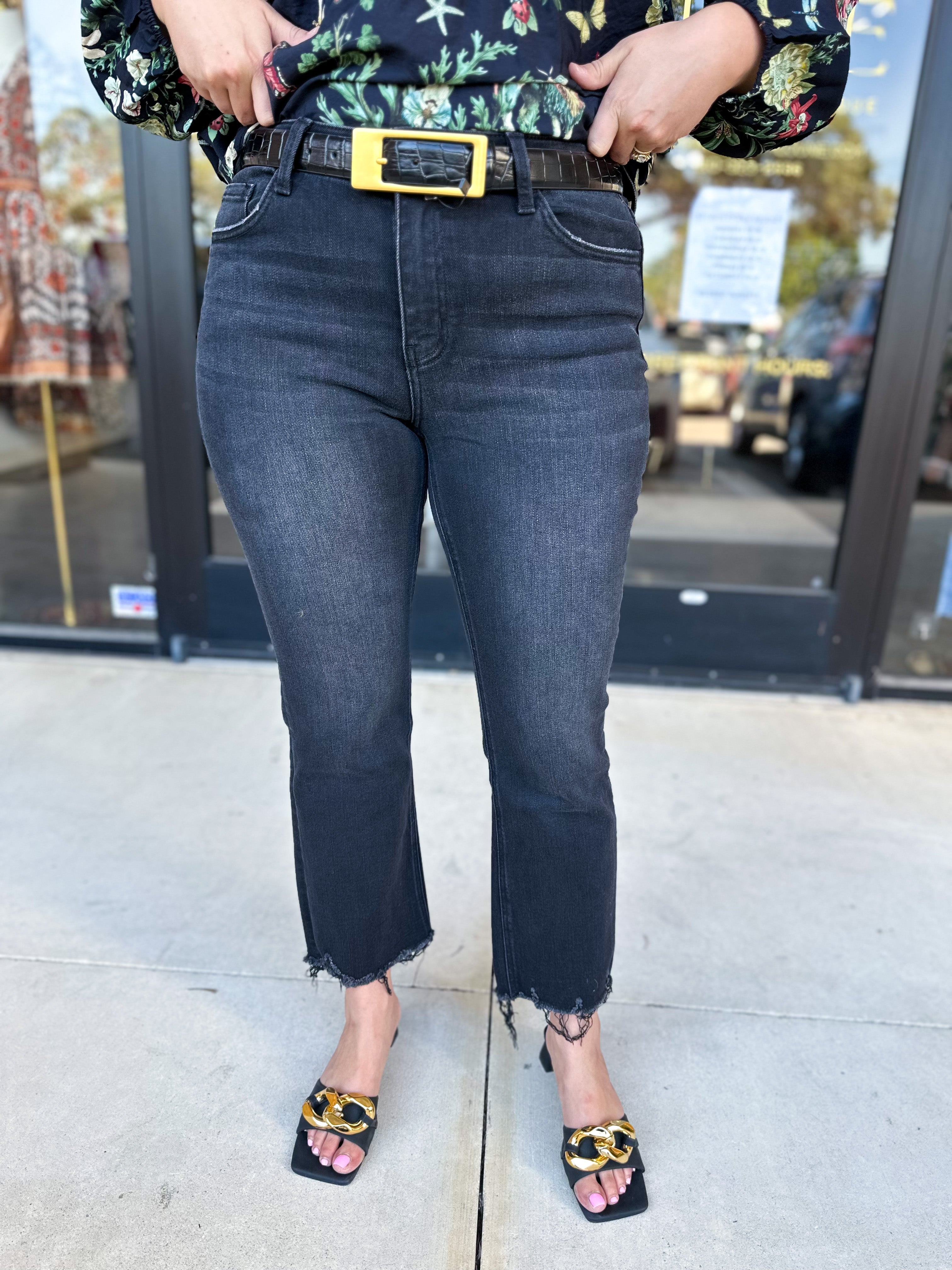 Vervet - Mid Rise Crop Flare Black Jeans-400 Pants-VEVERT BY FLYING MONKEY-July & June Women's Fashion Boutique Located in San Antonio, Texas