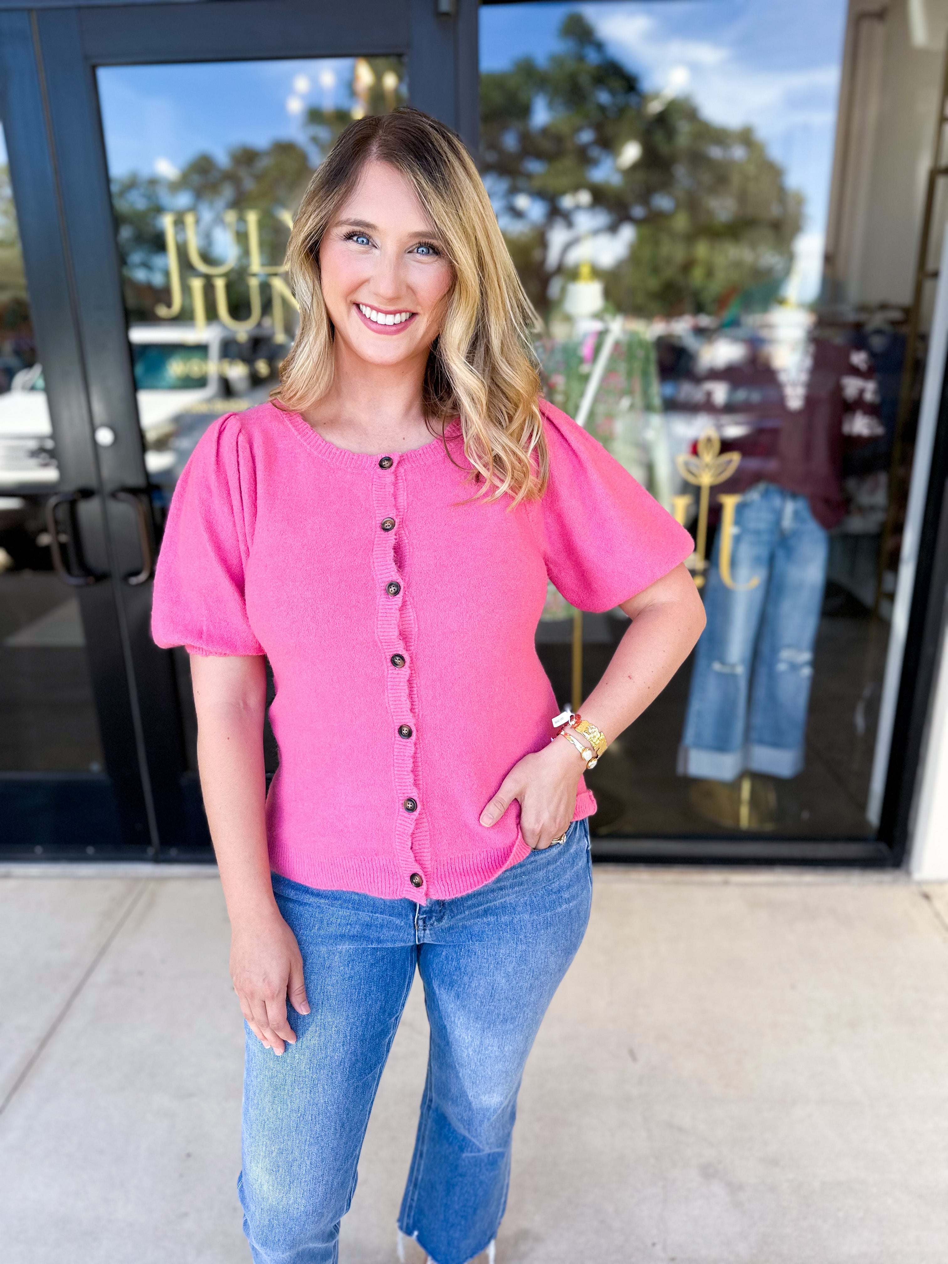Bubblegum Pink Cardigan-230 Sweaters/Cardis-FATE-July & June Women's Fashion Boutique Located in San Antonio, Texas