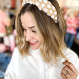 Tuffed Straw Headband - White & Tan-130 ACCESSORIES-SHIRALEAH-July & June Women's Fashion Boutique Located in San Antonio, Texas