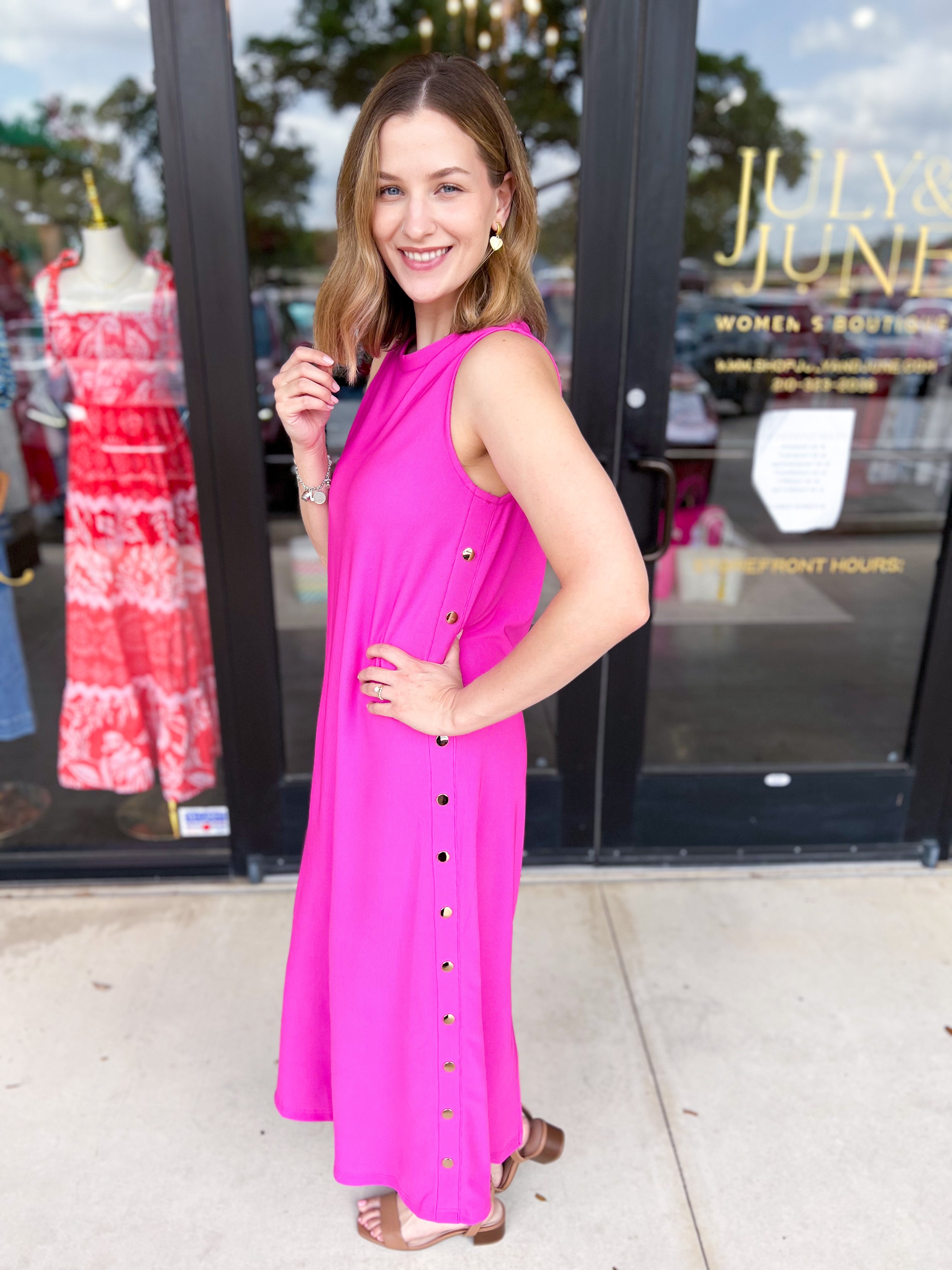 Casual Chic Midi Dress - Pink-500 Midi-ENTRO-July & June Women's Fashion Boutique Located in San Antonio, Texas