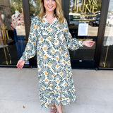 Sage & Mustard Abstract Midi Dress-500 Midi-JODIFL-July & June Women's Fashion Boutique Located in San Antonio, Texas