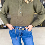 The Everyday Henley Sweater - Olive-230 Sweaters/Cardis-JODIFL-July & June Women's Fashion Boutique Located in San Antonio, Texas