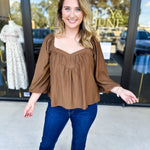 Sweetheart Neck Blouse-200 Fashion Blouses-ABLE-July & June Women's Fashion Boutique Located in San Antonio, Texas