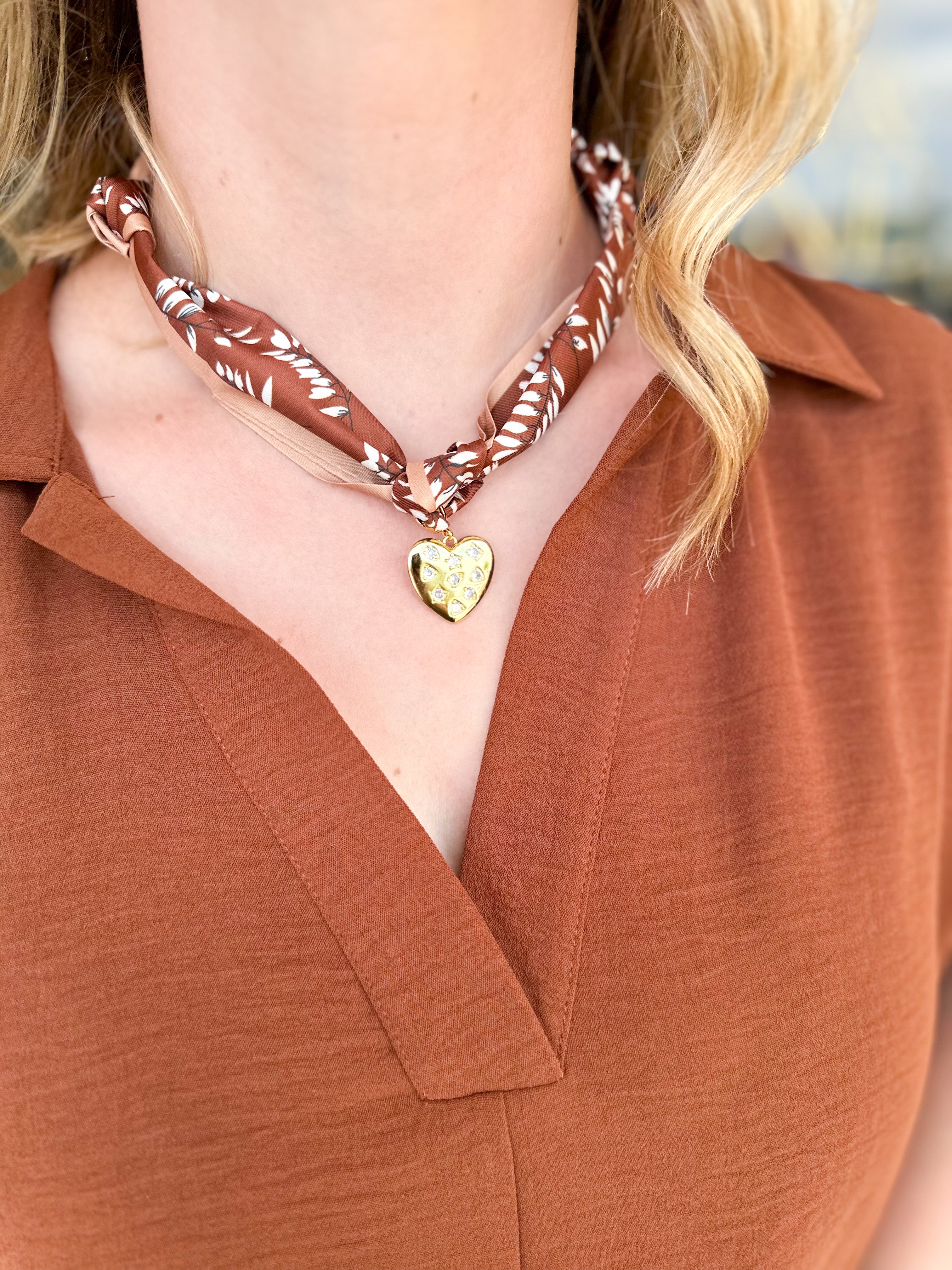 Treasure Jewels - Tangled in Love Scarf Necklace - Rust-110 Jewelry & Hair-Treasure Jewels-July & June Women's Fashion Boutique Located in San Antonio, Texas