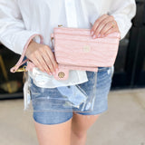 Natalie Wood - Grace Quilted Wristlet in Pink-130 Accessories-Natalie Wood-July & June Women's Fashion Boutique Located in San Antonio, Texas
