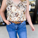 Autumn Abstract Lace Cami-200 Fashion Blouses-SKIES ARE BLUE-July & June Women's Fashion Boutique Located in San Antonio, Texas